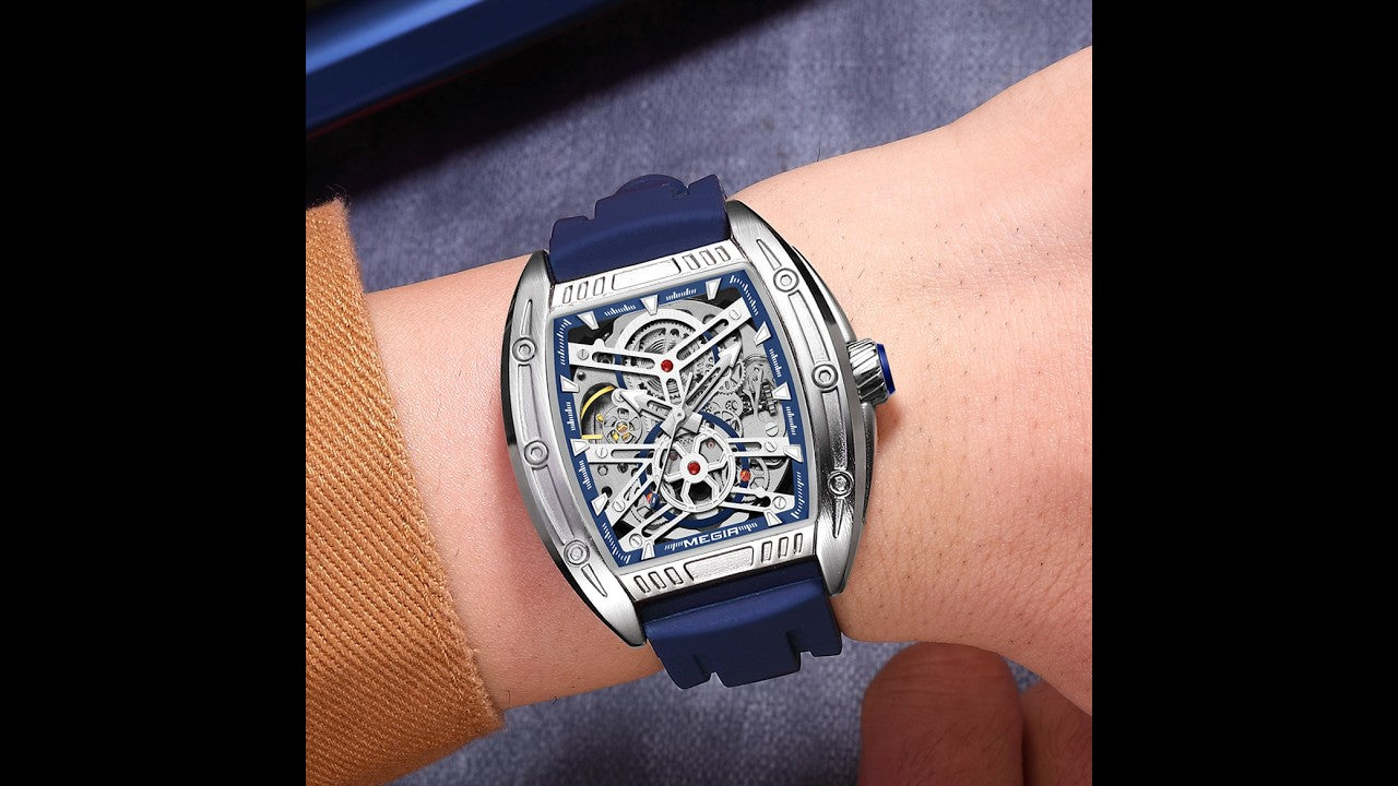 MEGIR Original Luxury Sport Watch for Men Silicone Band Automatic Mechanical Movement WristWatches Luminous Clock Reloj Hombre-17