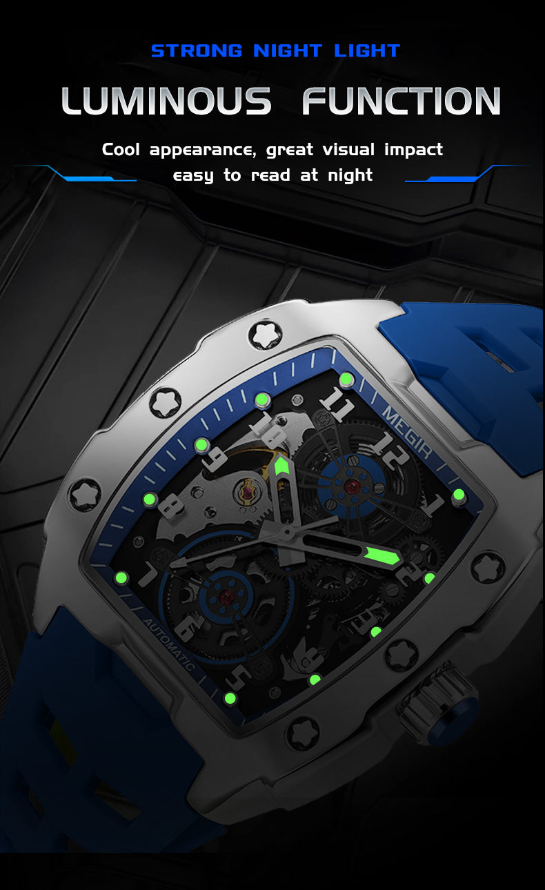 MEGIR New Men Watches Luxury Brand Automatic Mechanical Watch Silicone Strap Sports Casual Wristwatch Waterproof Clock Male Gift-7