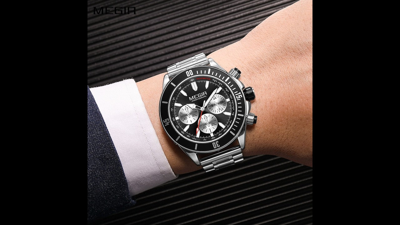 MEGIR Watch with Chronograph Men Fashion Quartz Military Waterproof Calendar Business Casual Wrist Watches Clock Montre Homme-11