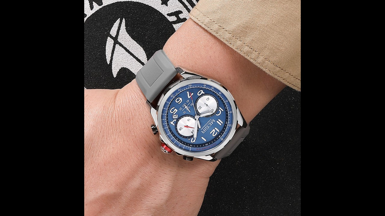 MEGIR New Men Watches Luxury Quartz Wristwatch Gray Waterproof Military Sports Chronograph Silicone Strap Clock Montre Homme-14
