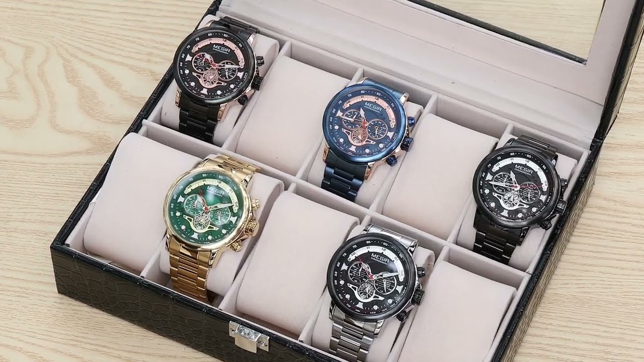 MEGIR Luxury Men Watches Stainless Steel Quartz Wristwatches Fashion Men Business Watch Clock Male Chronograph Relogio Masculino-19