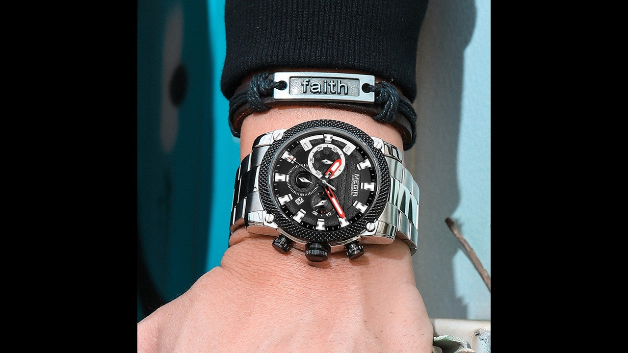 MEGIR Mens Watches Top Brand Luxury Business Wristwatch Waterproof Calendar Quartz Casual Clock Stainless Steel Man Chronograph-13