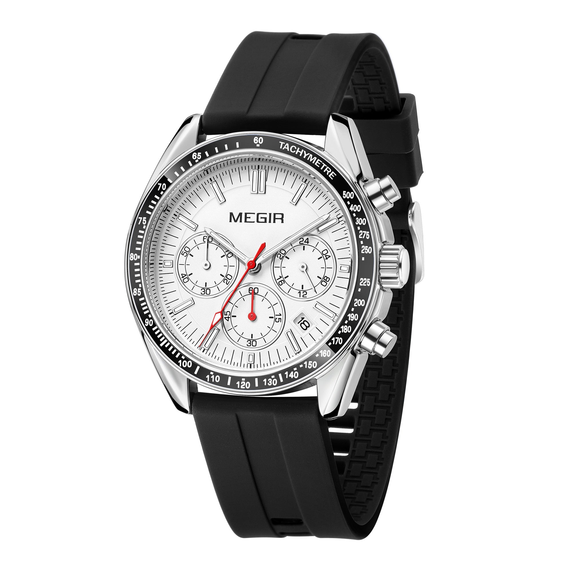 MEGIR Analog Quartz Wrist Watch Chronograph Luminous Business Sport Watches with Silicone Strap Calendar Man Clock reloj hombre-9