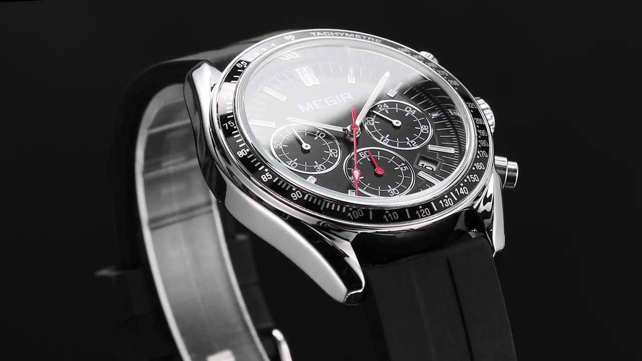 MEGIR Analog Quartz Wrist Watch Chronograph Luminous Business Sport Watches with Silicone Strap Calendar Man Clock reloj hombre-14