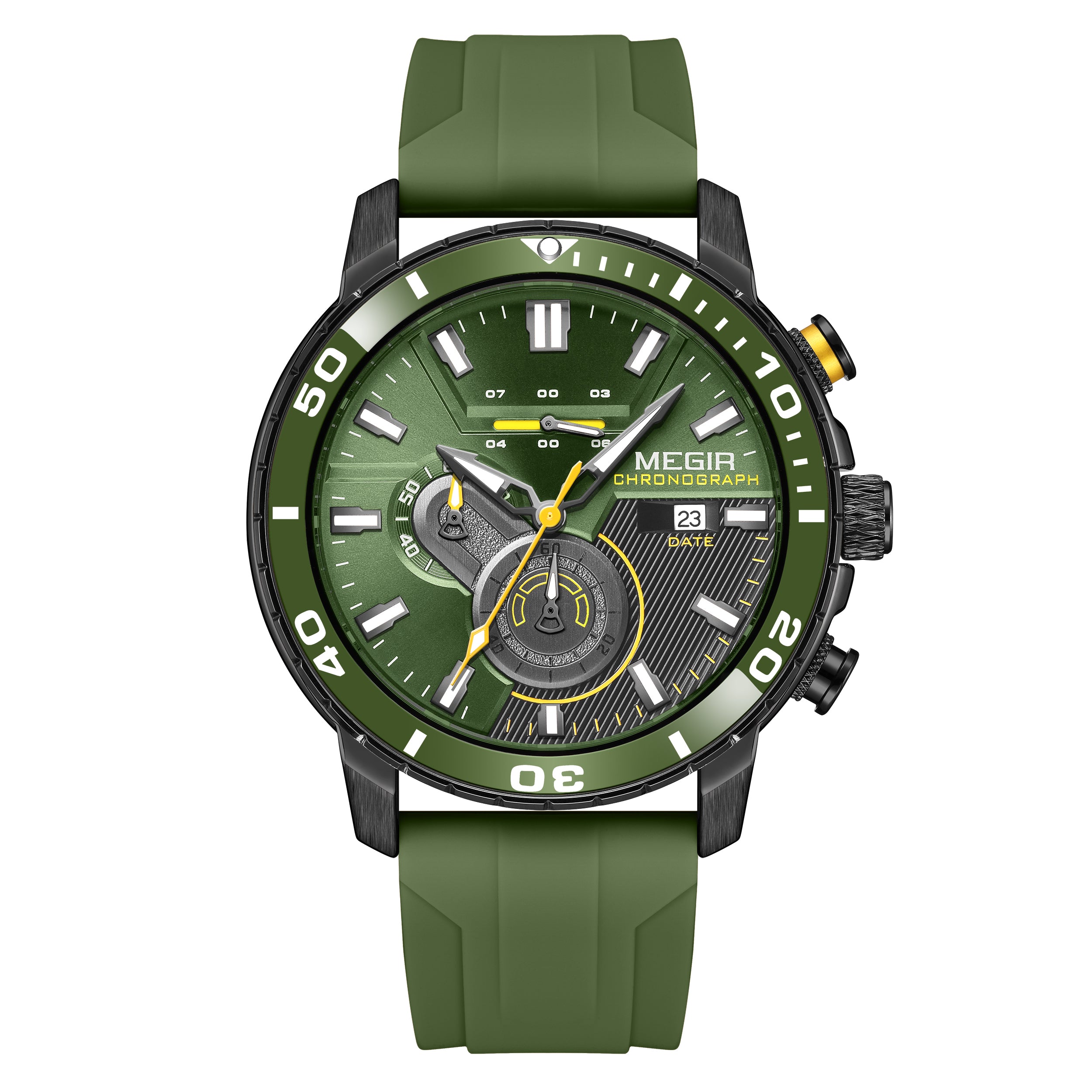 MEGIR Luxury Military Watches for Men Fashion Sport Quartz Wristwatch Waterproof Silicone Band Male Clock Chronograph with Date-13