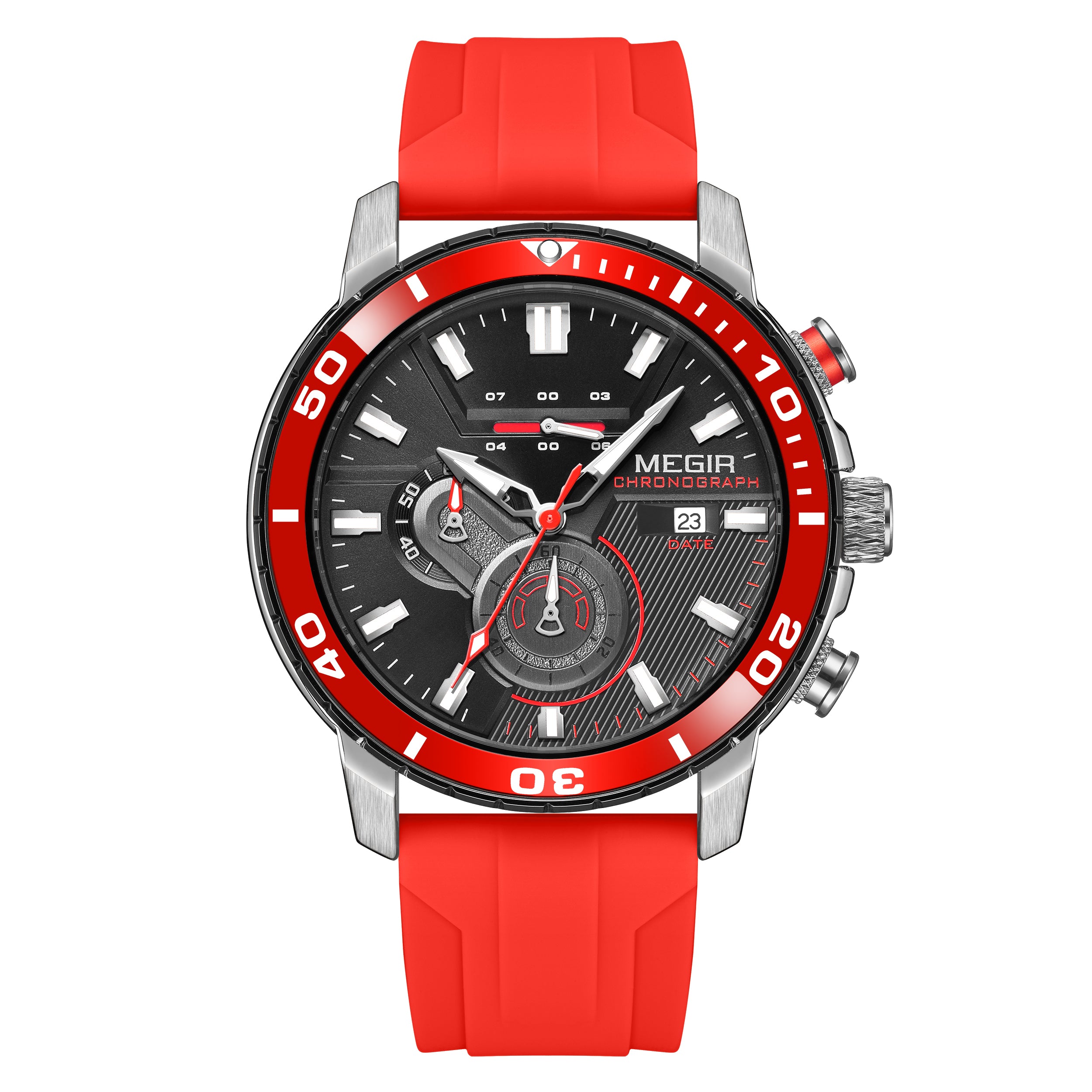 MEGIR Luxury Military Watches for Men Fashion Sport Quartz Wristwatch Waterproof Silicone Band Male Clock Chronograph with Date-15