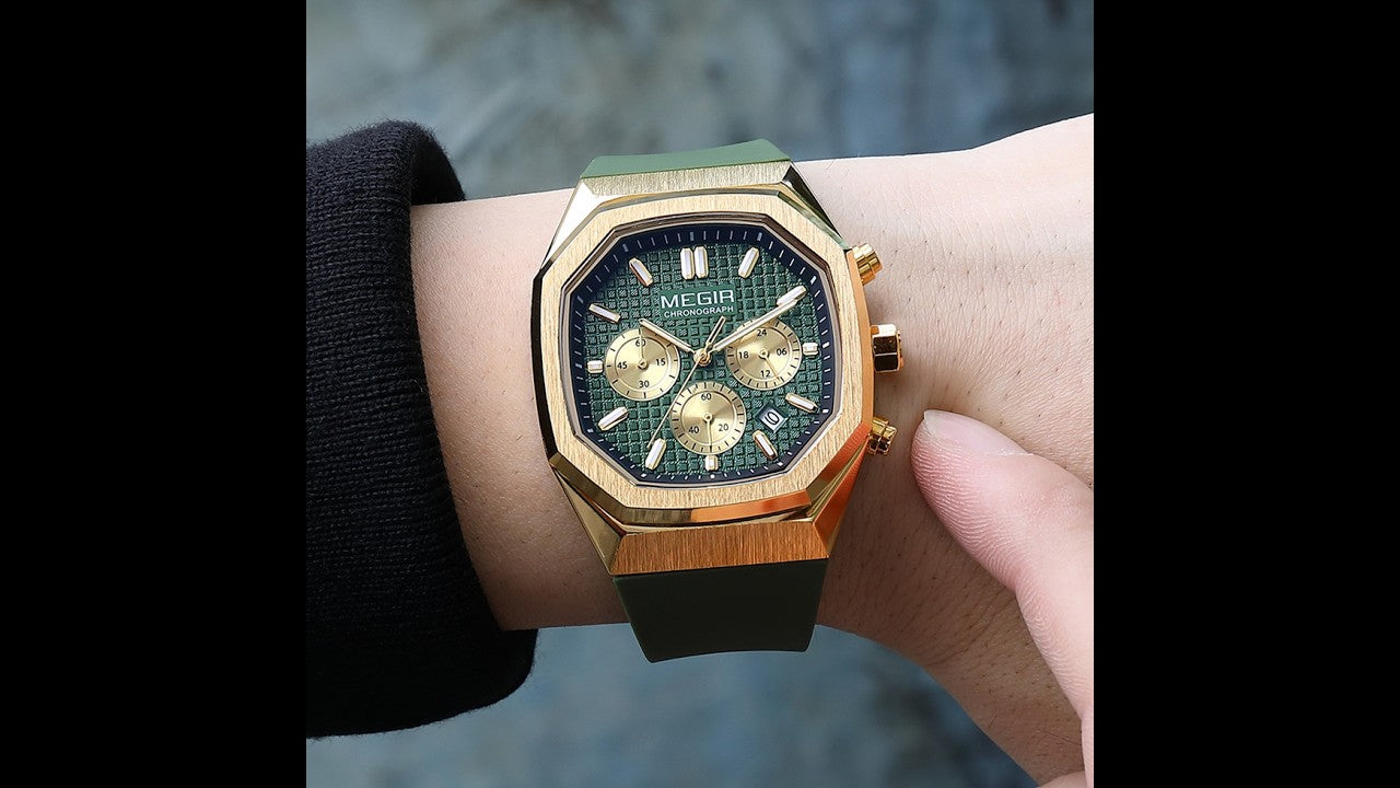 MEGIR Fashion Sport Military Watches for Men Top Luxury Quartz Wristwatch Silicone Strap Waterproof Date Clock Reloj Hombre 2215-16