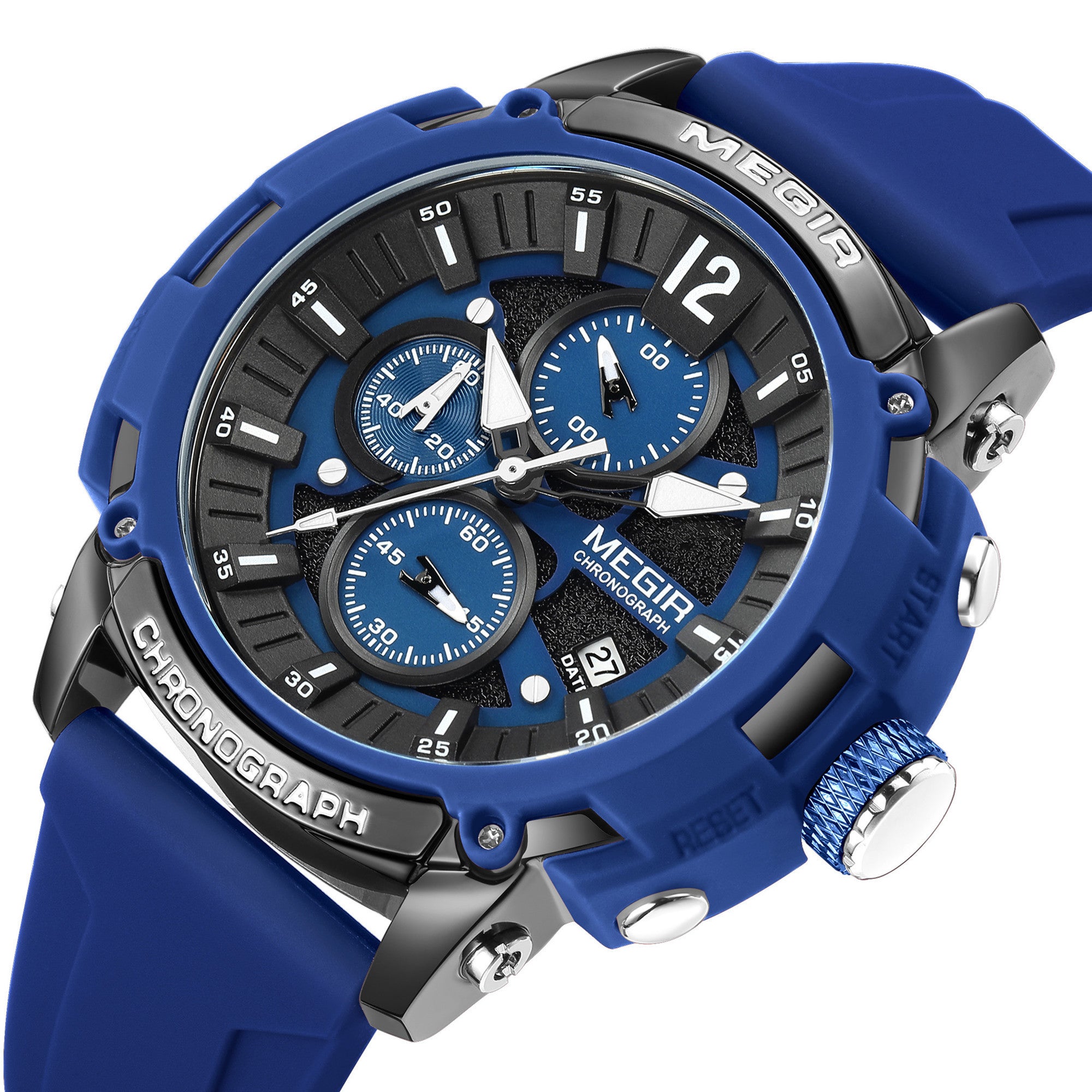 MEGIR Fashion Military Watch for Men Top Luxury Sport Quartz Chronograph Waterproof Male Clock Wristwatch Silicone Reloj Hombre-13