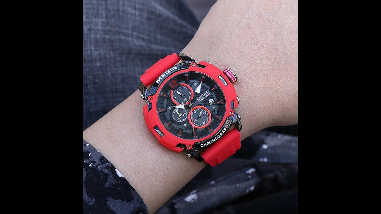MEGIR Fashion Military Watch for Men Top Luxury Sport Quartz Chronograph Waterproof Male Clock Wristwatch Silicone Reloj Hombre-16