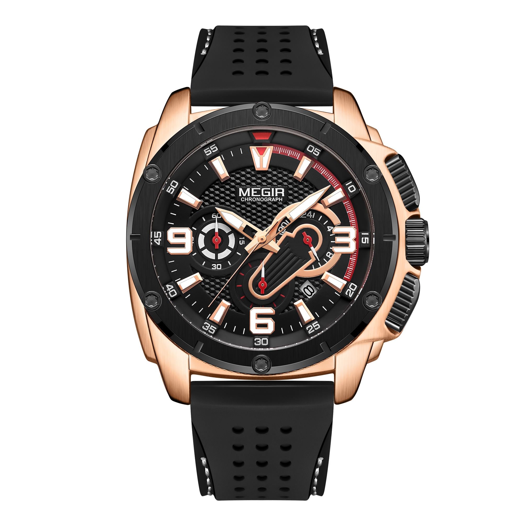 MEGIR Mens Watches Top Brand Luxury Silicone Sports Military Watch Waterproof Quartz Clock Men Chronograph Man Wristwatch 2147-8