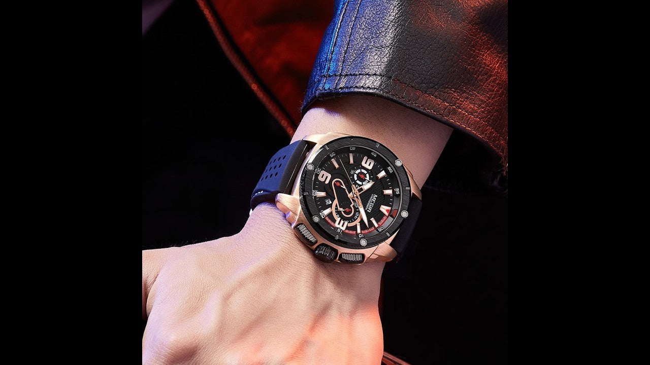 MEGIR Mens Watches Top Brand Luxury Silicone Sports Military Watch Waterproof Quartz Clock Men Chronograph Man Wristwatch 2147-13