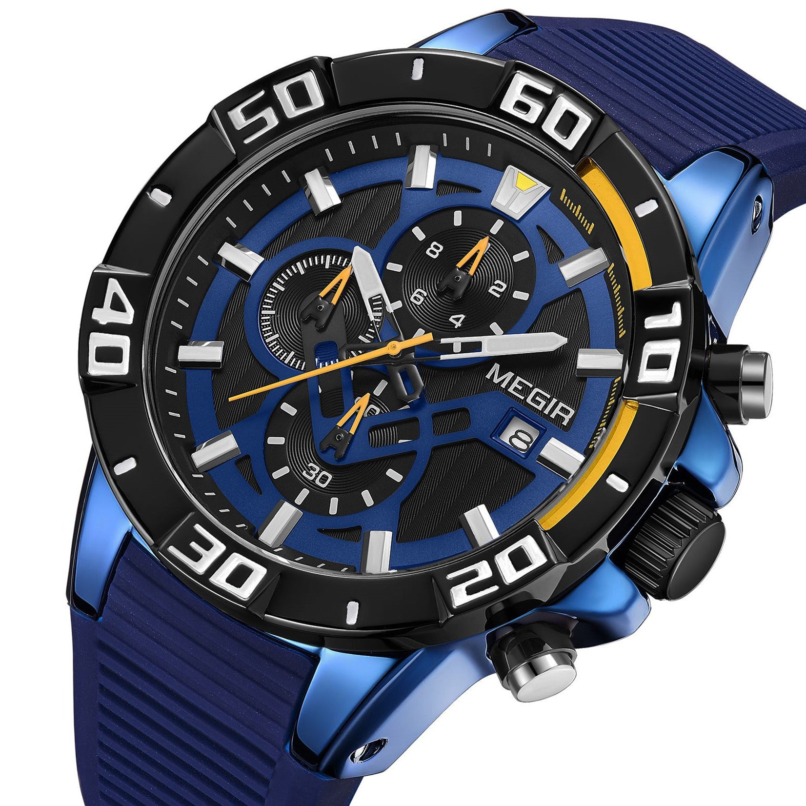 MEGIR Men Wristwatch Top Brand Luxury Silicone Strap Sport Watches Waterproof Luminous Quartz Clock Chronograph Reloj Hombre-4