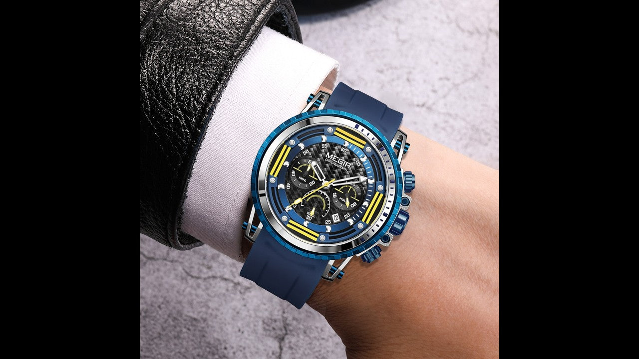 MEGIR Men's Sports Military Watches Fashion Luxury Quartz Wristwatch Silicone Strap Waterproof Chronograph Luminous Male Clock-13