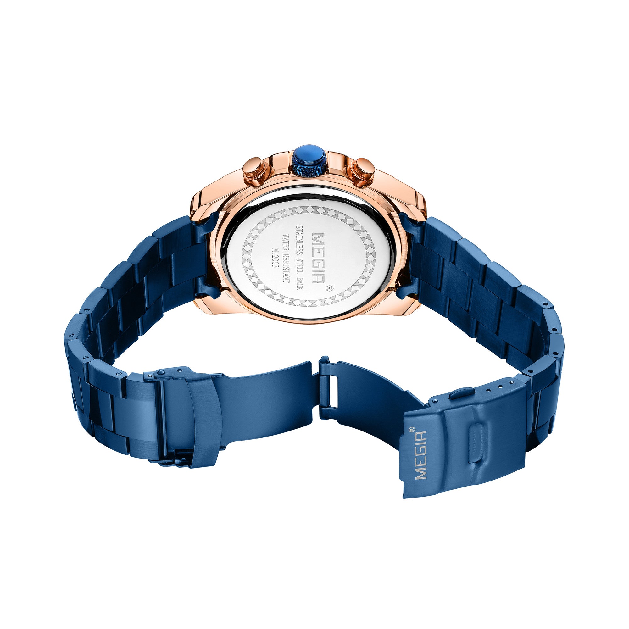 MEGIR Original Luxury Men Chronograph Stainless Steel Wristwatch Waterproof Luminous Quartz Watch Clock Calendar Reloj Hombre-9