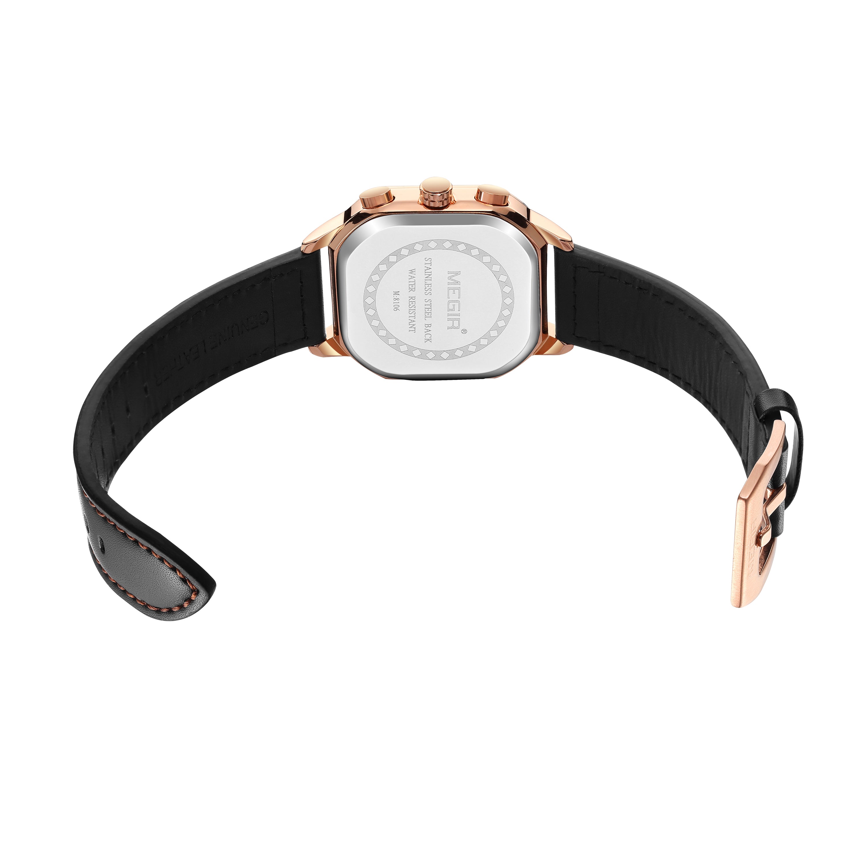 MEGIR Fashion Men's Squre Sport Watch Quartz Chronograph Luminous Military WristWatches Leather Luminous Date Clock Reloj Hombre-15