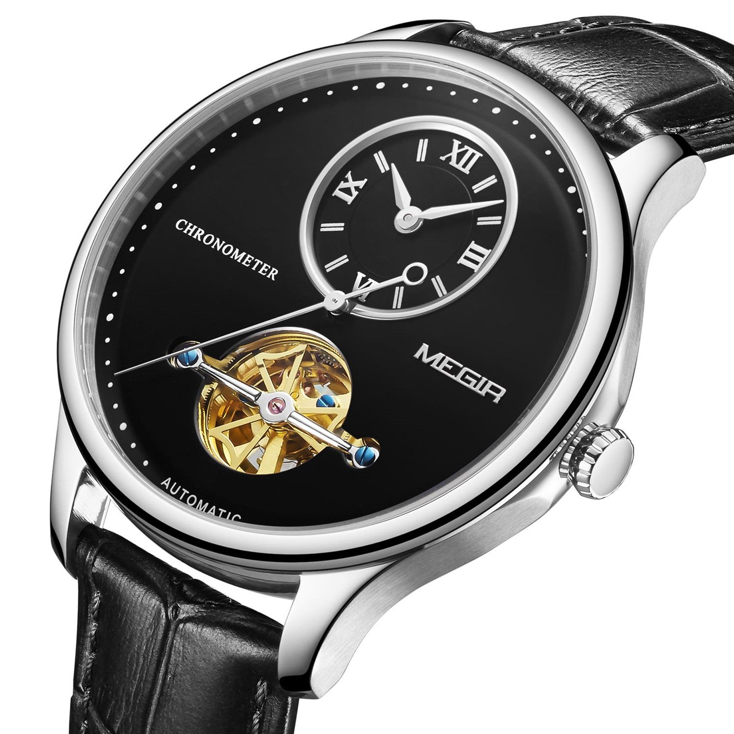 MEGIR Luxury Brand Men Mechanical Watches Multi-function Clock Wrist Watch Leather Automatic Movement Waterproof Wristwatch-8