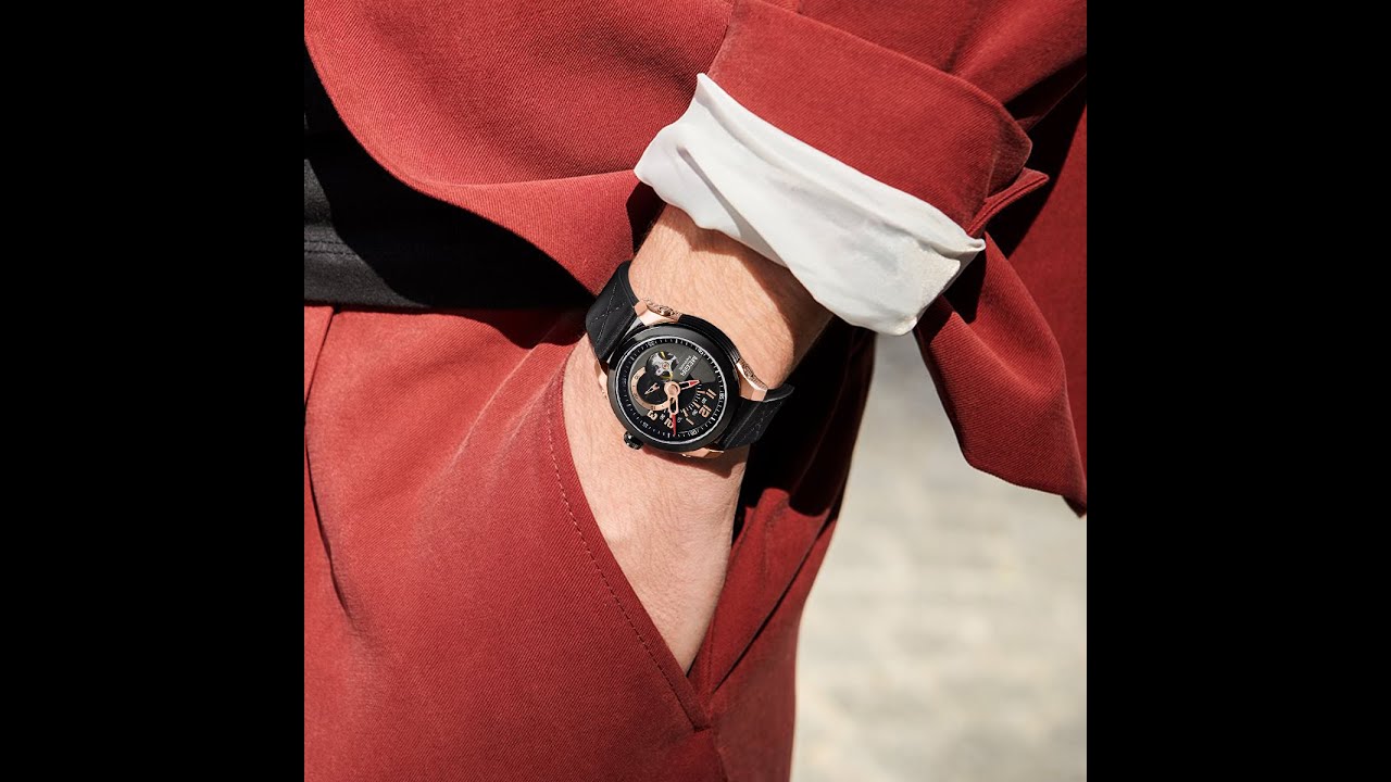 MEGIR Automatic Movement Mechanical Watches Men Luxury Fashion Leather Business Wristwatch Clock Big Dial Male Reloj Hombre-10