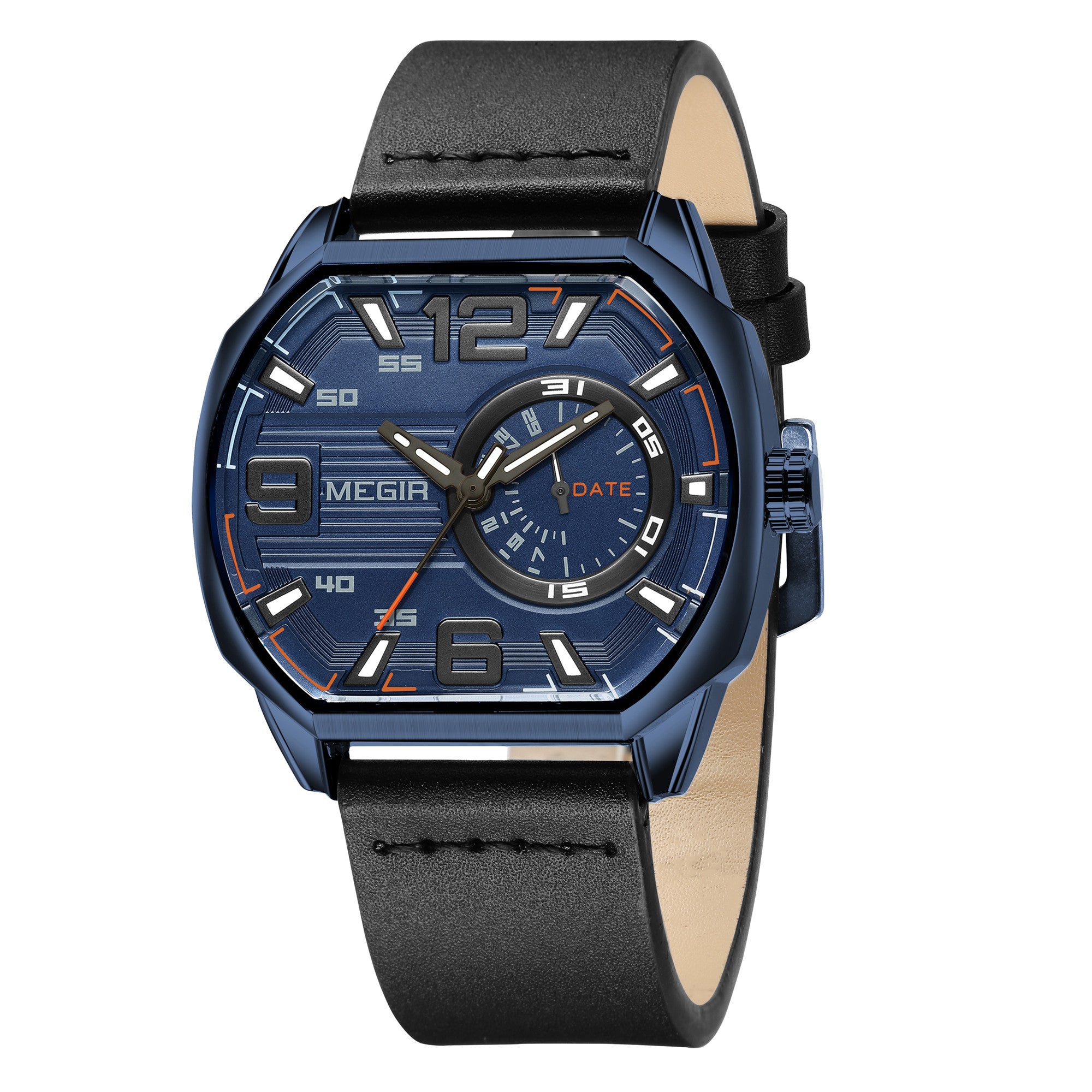 MEGIR Fashion Mens Watches Top Luxury Sport Military Watch Calendar Luminous Quartz Casual Man Wristwatch Clock Montre Homme-12