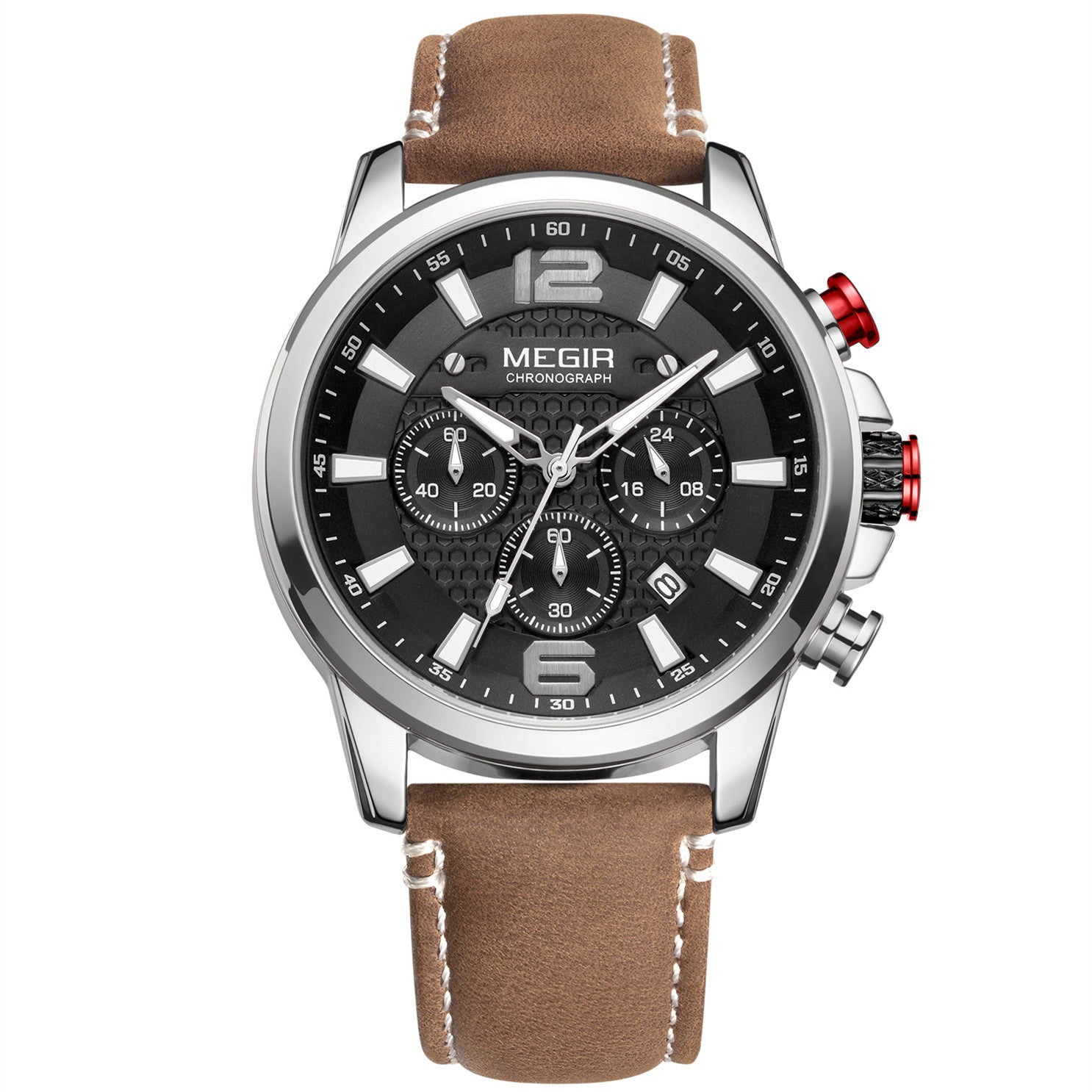 MEGIR Men's Quartz Wrist Watch Stainless Steel Band Chronograph Watches Luminous Waterproof Wristwatch Man Clock Military Watch-15