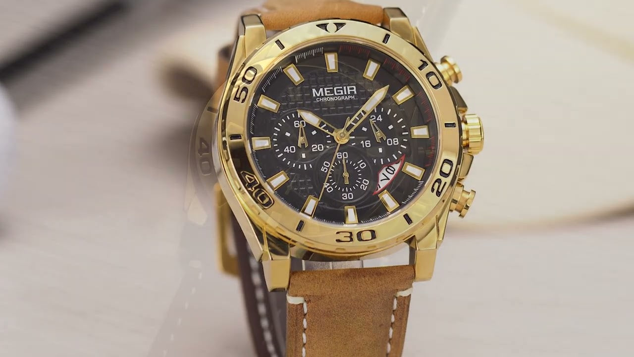 MEGIR Men Watches Brand Luxury Sports Quartz Chronograph Men's Army Military Wristwatch Leather Strap Male Clock Reloj Hombre-12