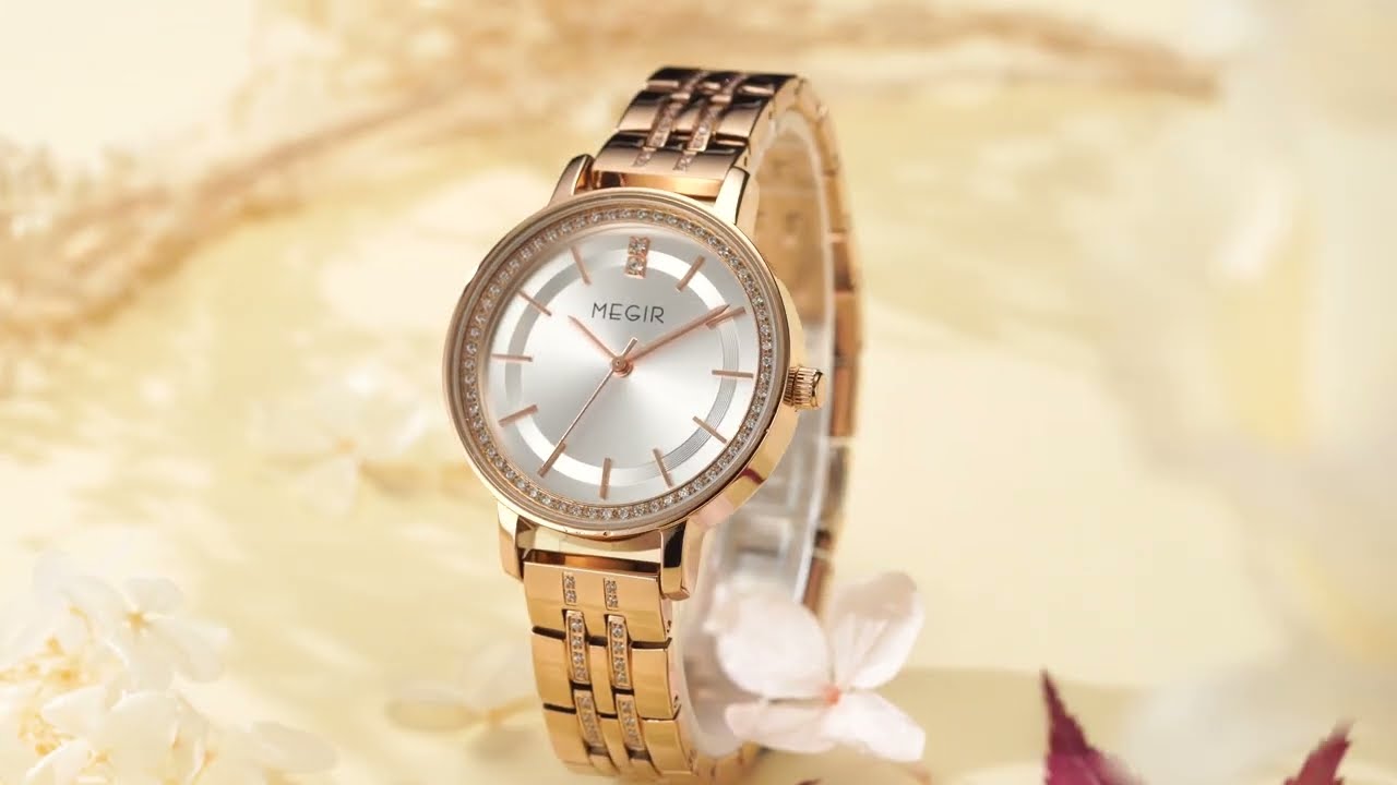 MEGIR Luxury Watches for Women Stainless Steel Dress Clock Fashion Elegant Wristwatch Quartz Watch Ladies Clock Reloj Mujer 7012-13