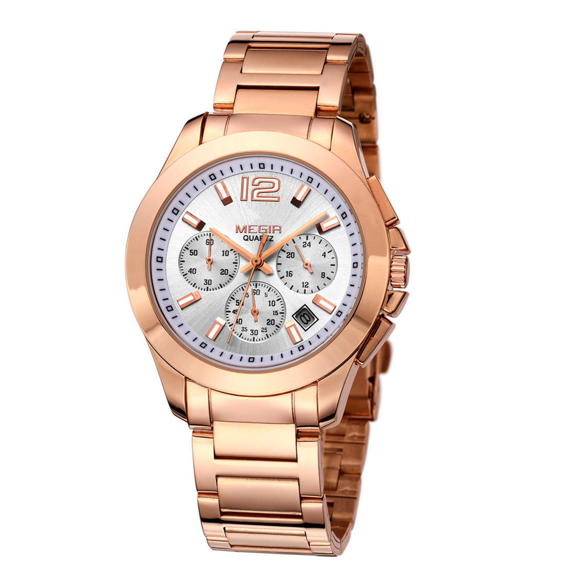 MEGIR Fashion Mens Watches for Men Top Brand Luxury Luminous Clock Steel Quartz Business Wristwatch Calendar Reloj Hombre 5006G-4