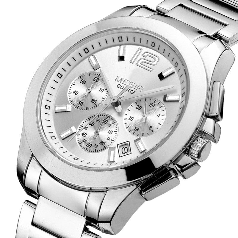 MEGIR Fashion Mens Watches for Men Top Brand Luxury Luminous Clock Steel Quartz Business Wristwatch Calendar Reloj Hombre 5006G-6