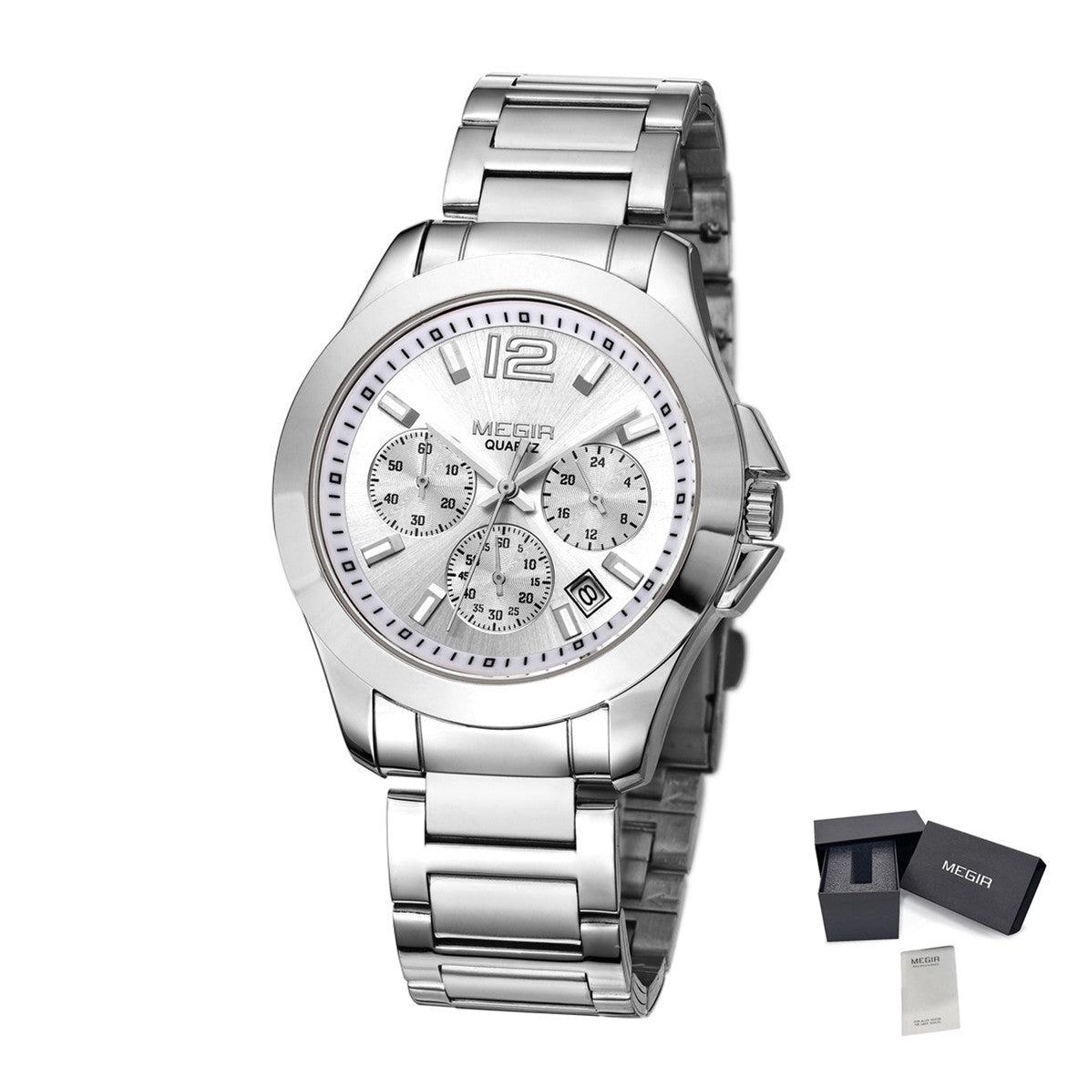 MEGIR Fashion Mens Watches for Men Top Brand Luxury Luminous Clock Steel Quartz Business Wristwatch Calendar Reloj Hombre 5006G-13