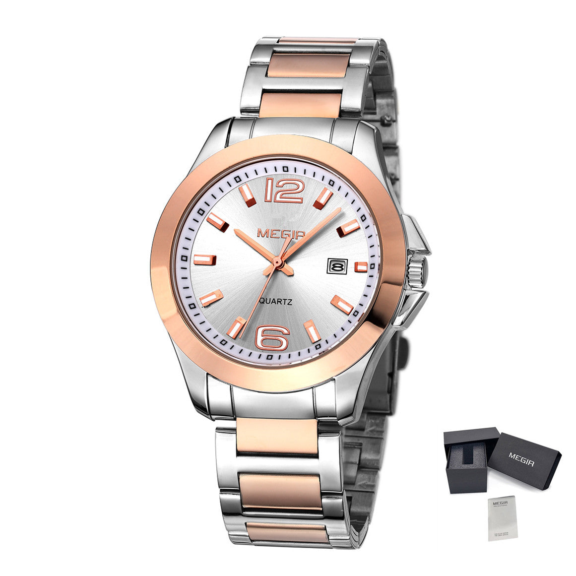 MEGIR Fashion Mens Watches for Men Top Brand Luxury Luminous Clock Steel Quartz Business Wristwatch Calendar Reloj Hombre 5006G-11