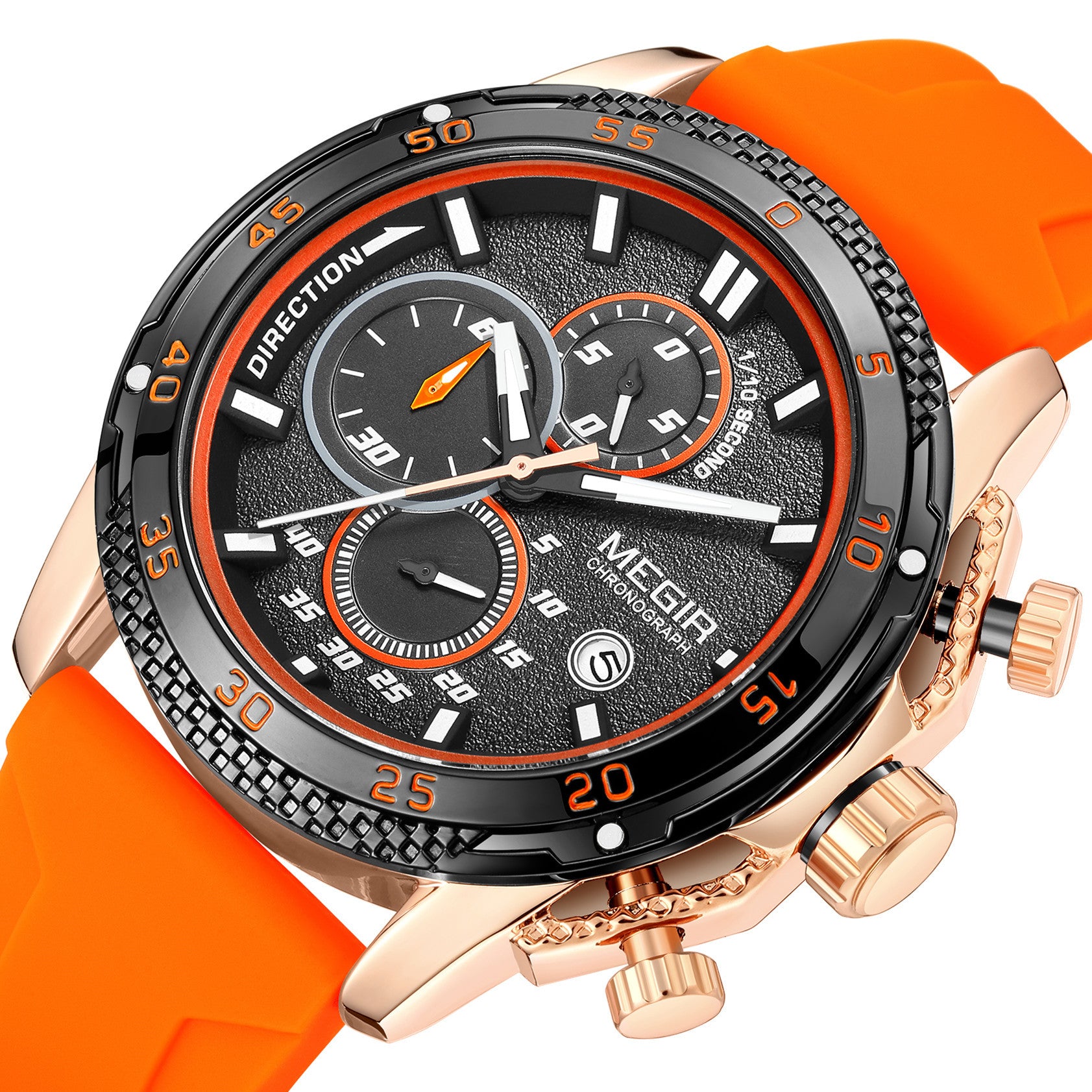 MEGIR Mens' Watches Luxury Fashion Military Sport Watch for Man Waterproof Luminous Silicone Quartz Wrist Watch Clock 2211-10