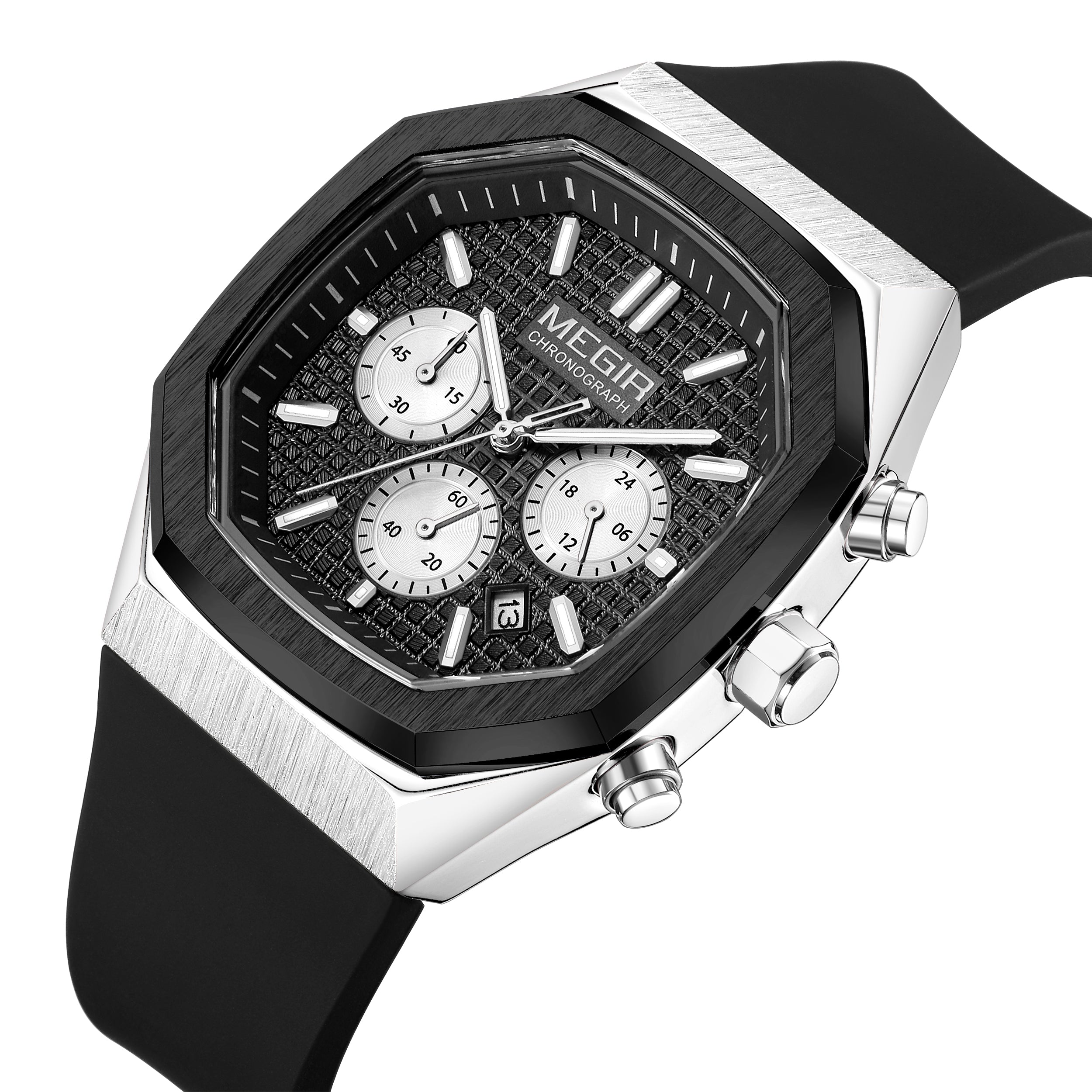 MEGIR Fashion Sport Military Watches for Men Top Luxury Quartz Wristwatch Silicone Strap Waterproof Date Clock Reloj Hombre 2215-11