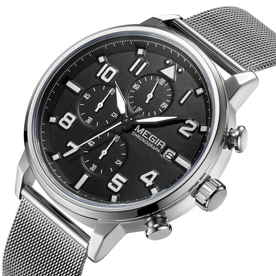 MEGIR Luxury Watches for Mens Casual Business Quartz Wrist Watch Calendar Date Man Clock Chronograph Relogio Masculino 2157-11