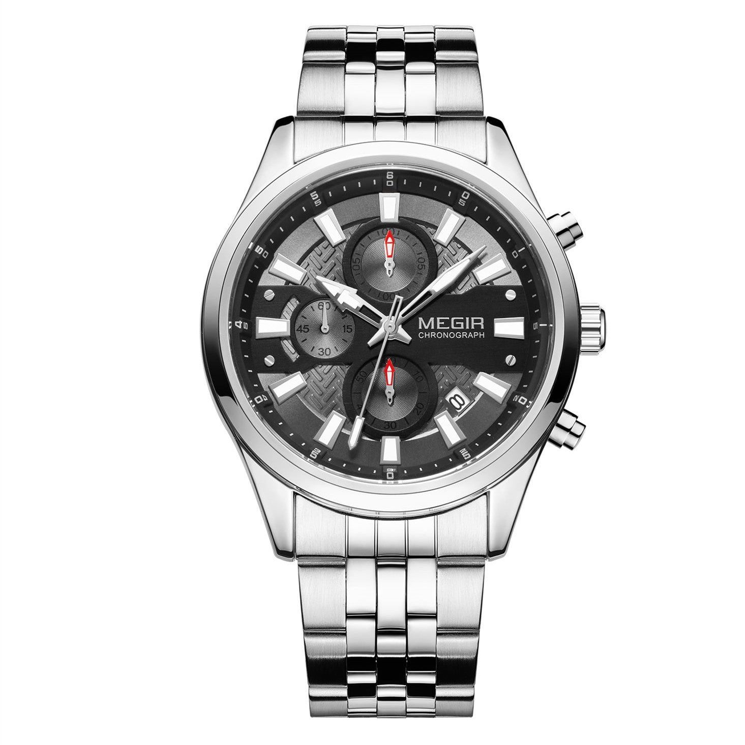 MEGIR Fashion Men Watches Luxury Business Wristwatch Stainless Steel Quartz Watch Calendar Luminous Man Clock Relogio Masculino-16