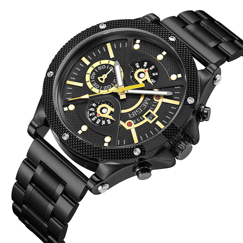 MEGIR Men's Business Watch Top Brand Luxury Quartz Wristwatch Fashion Waterproof Man Military Clock Calendar Reloj Hombre 2216-12