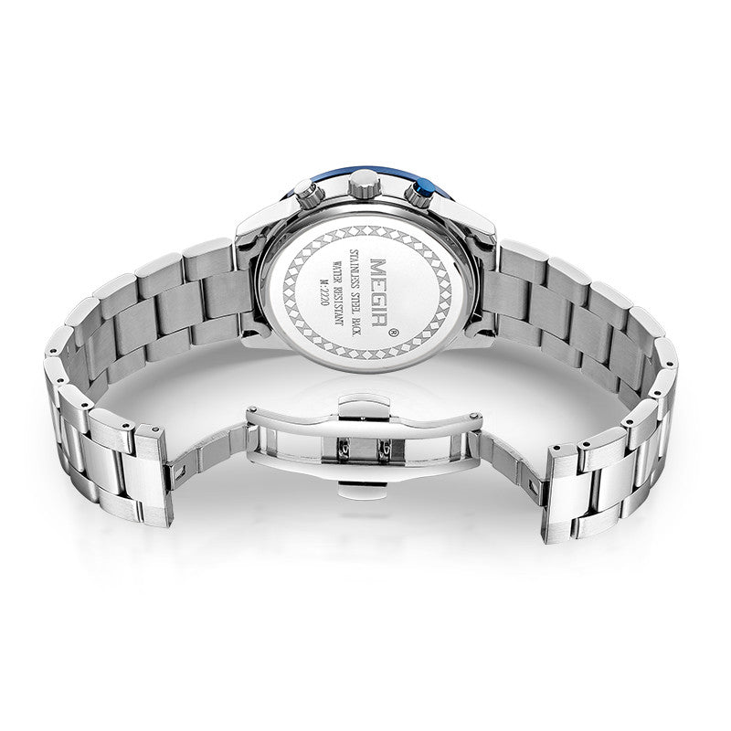 MEGIR Luxury Watch Mens Business Watches Calendar Stainless Steel Quartz Wrist Watch Clock Casual Chronograph Relogio Masculino-15