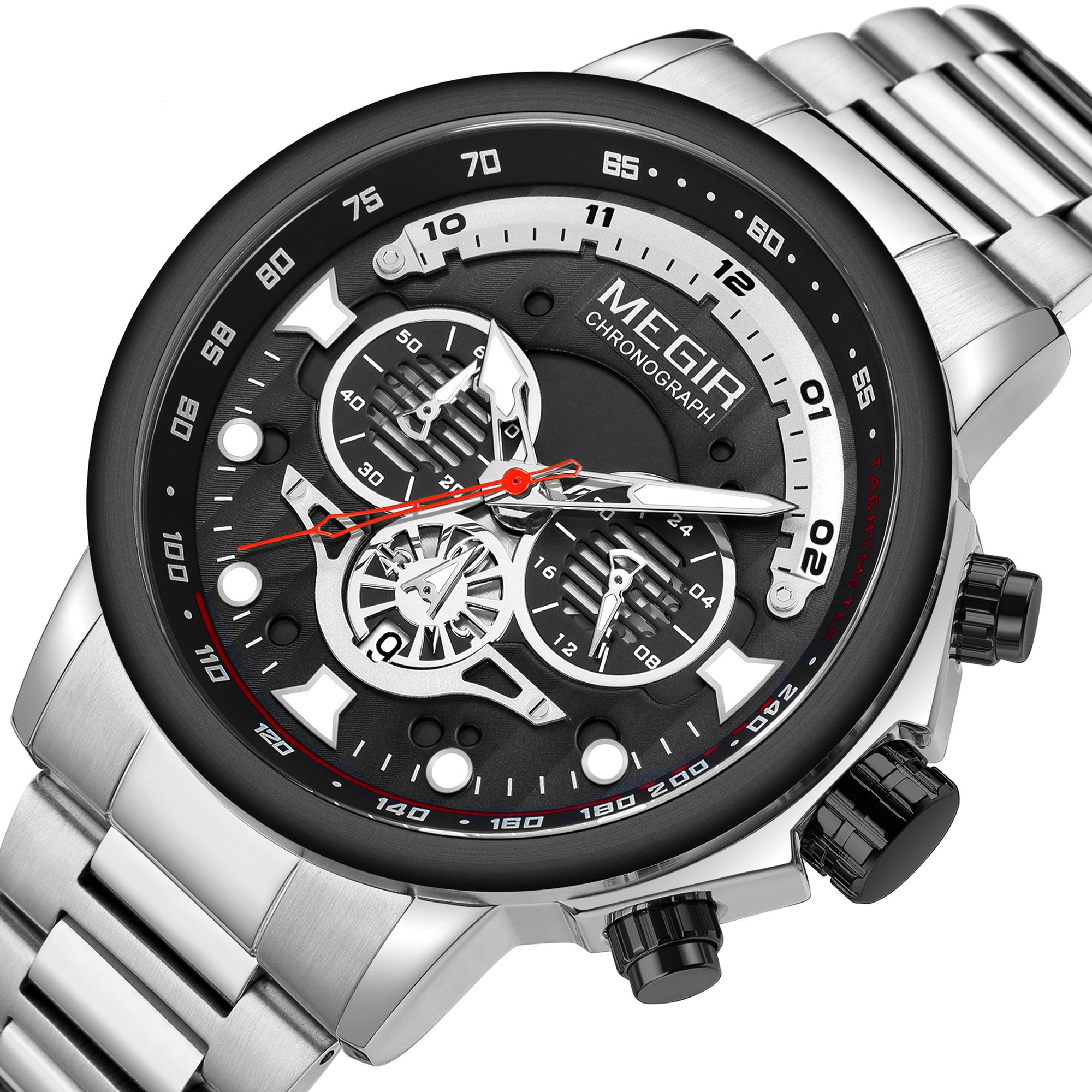 MEGIR Luxury Men Watches Stainless Steel Quartz Wristwatches Fashion Men Business Watch Clock Male Chronograph Relogio Masculino-14