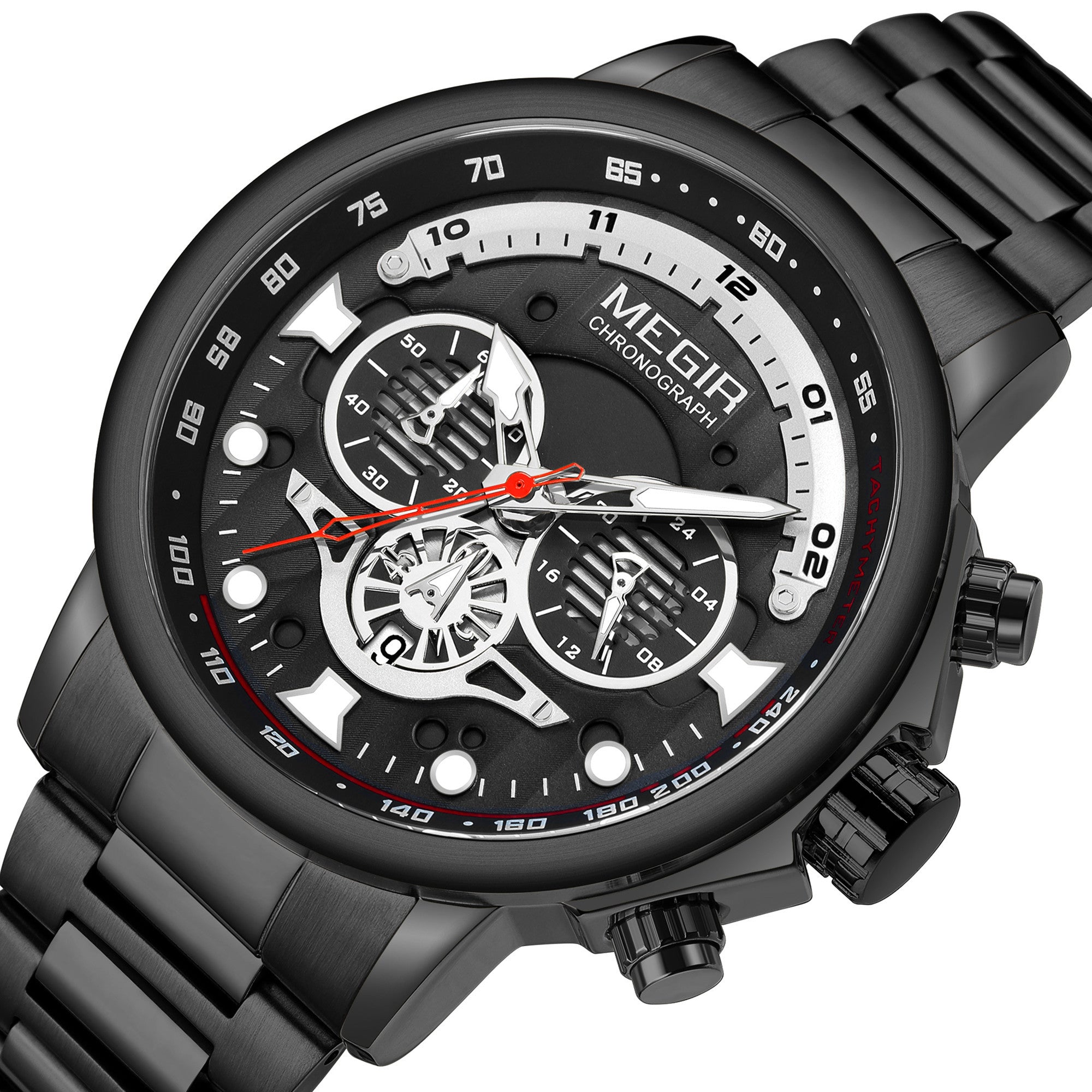 MEGIR Luxury Men Watches Stainless Steel Quartz Wristwatches Fashion Men Business Watch Clock Male Chronograph Relogio Masculino-16