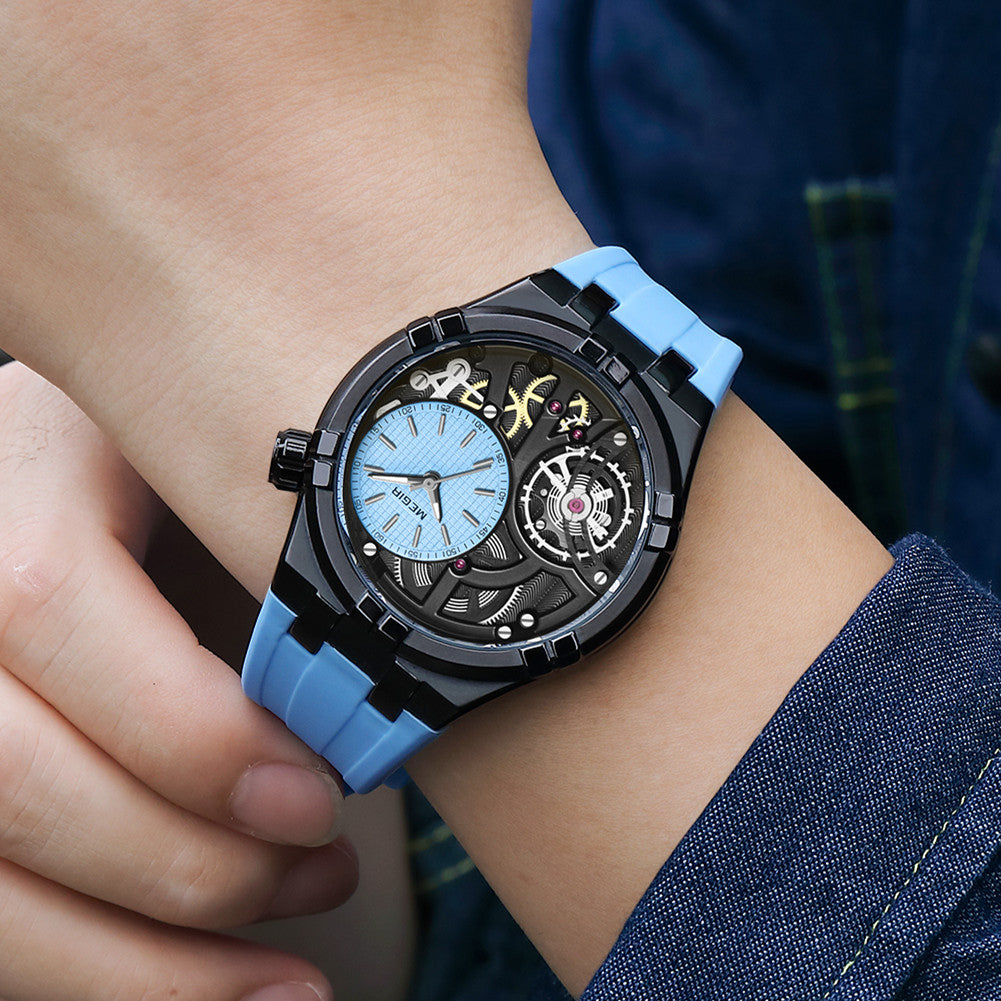 MEGIR Luxury Brand Men Watch Waterproof Quartz Sport Wristwatch Luminous Hands Hollow Casual Silicone Clock Relogio Masculino-2