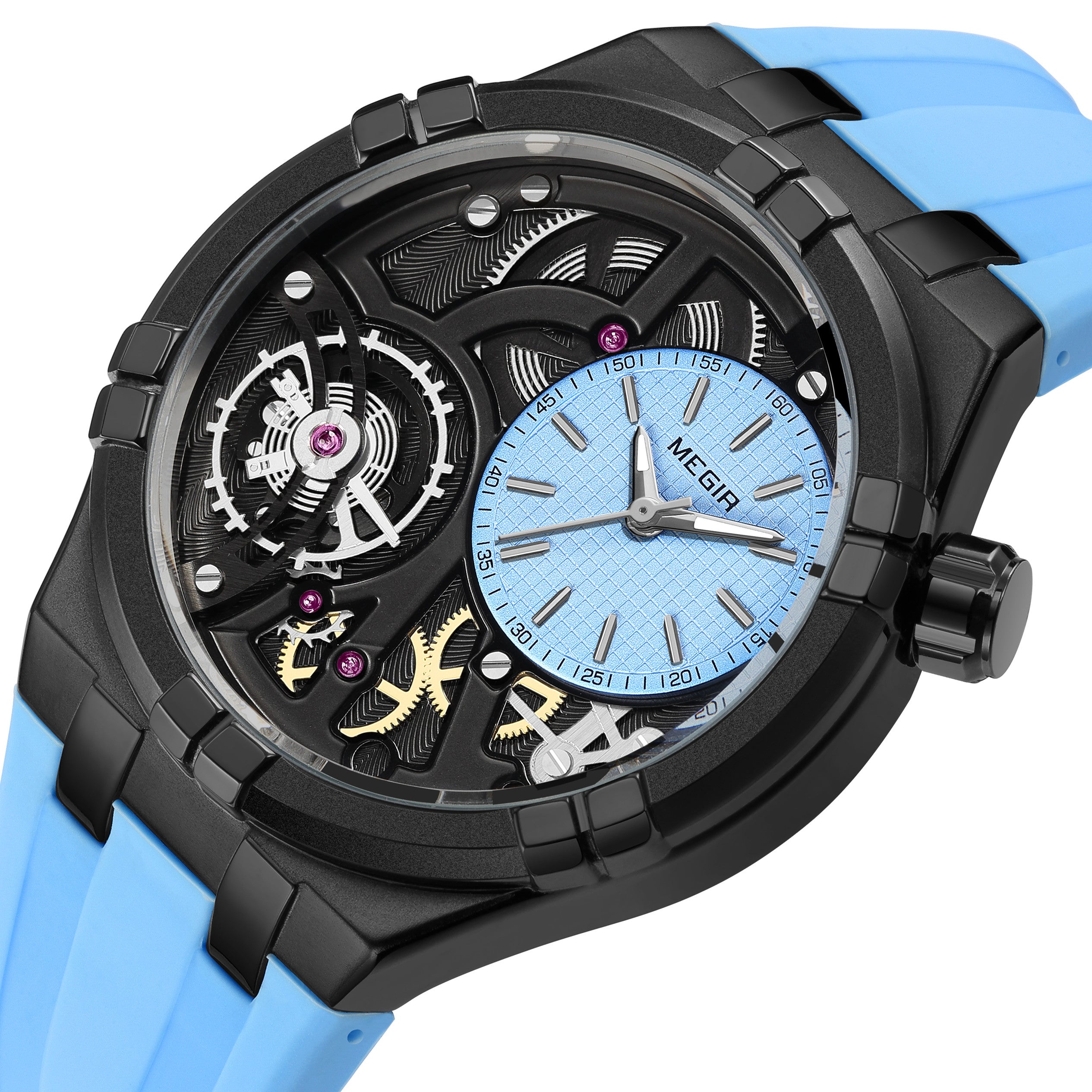 MEGIR Luxury Brand Men Watch Waterproof Quartz Sport Wristwatch Luminous Hands Hollow Casual Silicone Clock Relogio Masculino-12
