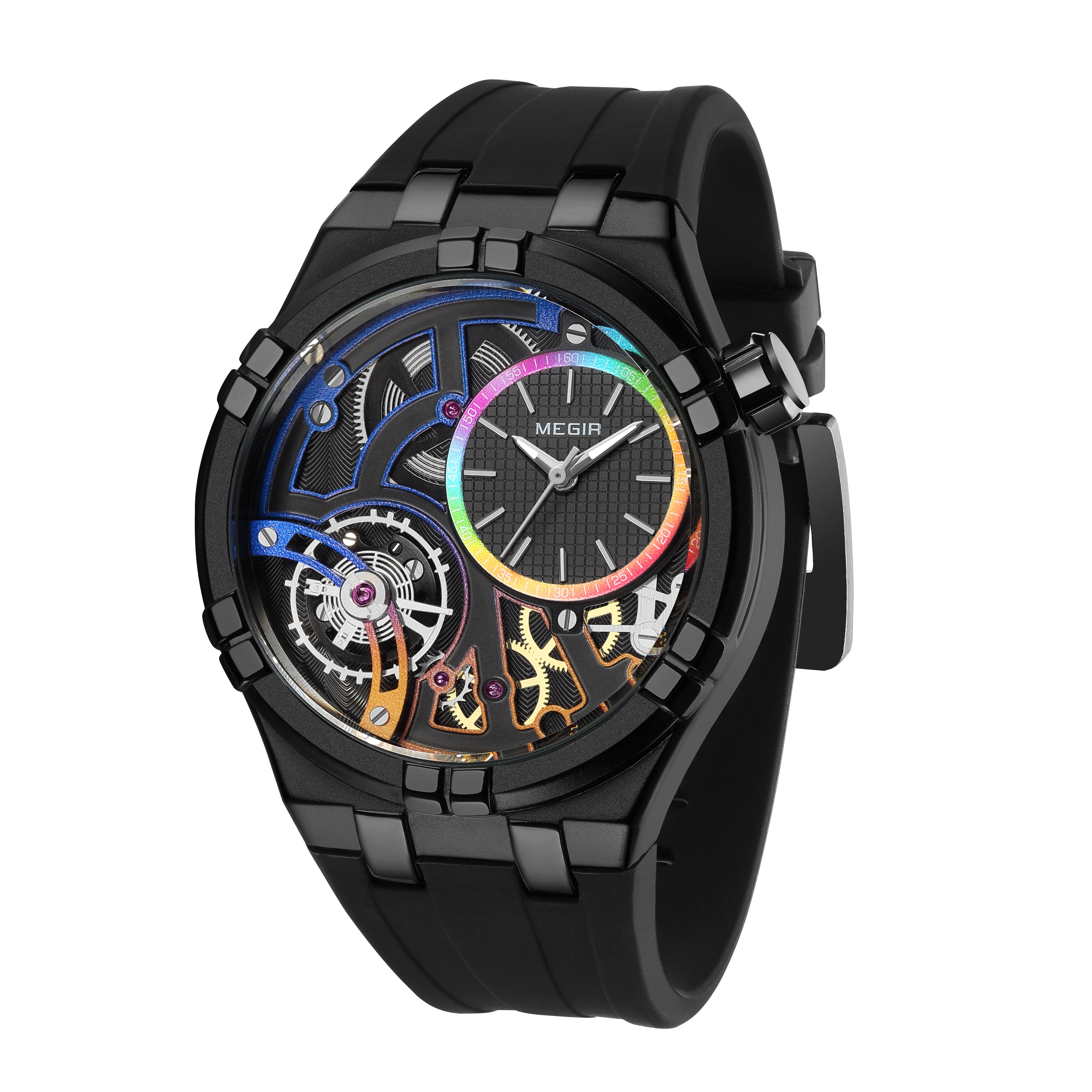 MEGIR Luxury Brand Men Watch Waterproof Quartz Sport Wristwatch Luminous Hands Hollow Casual Silicone Clock Relogio Masculino-6
