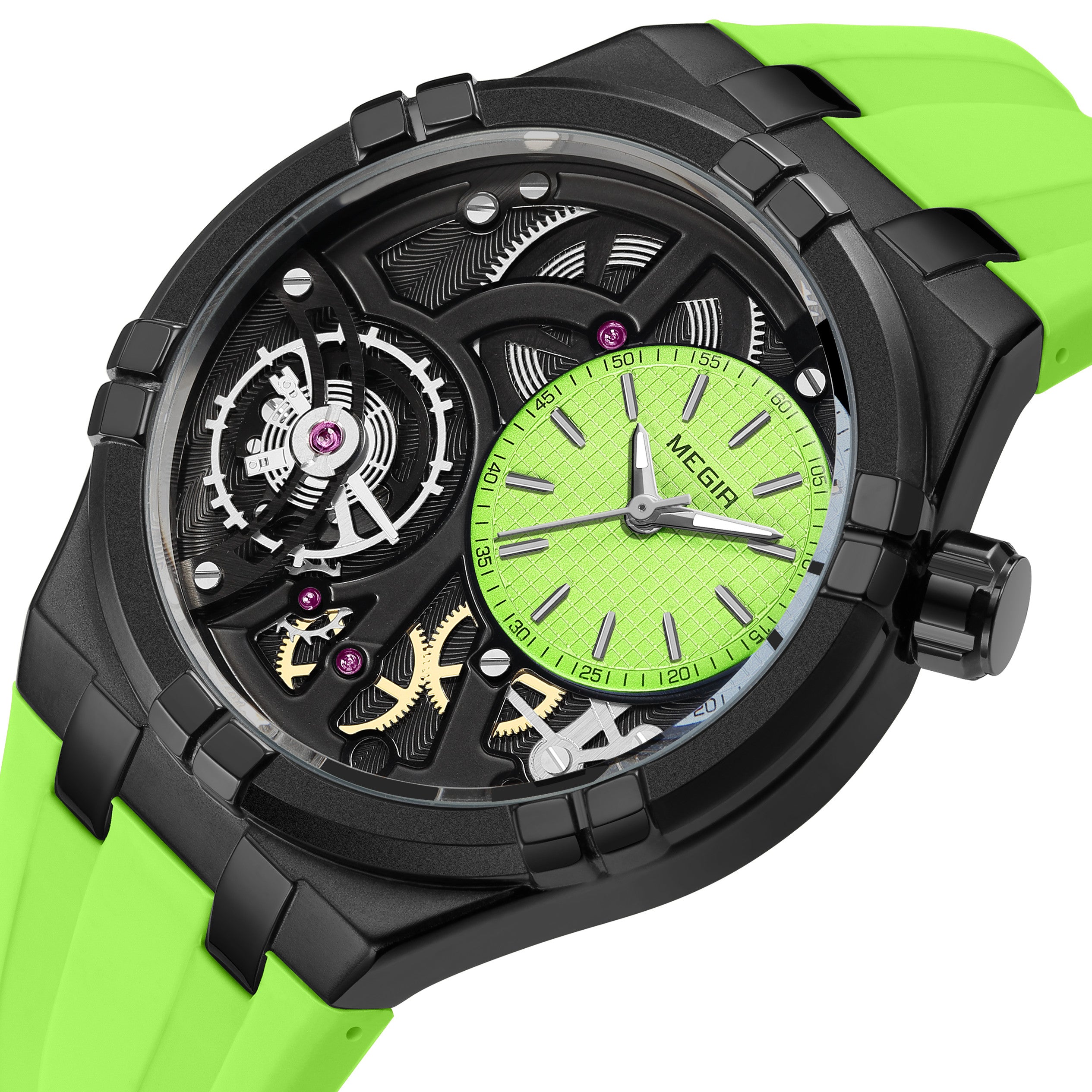 MEGIR Luxury Brand Men Watch Waterproof Quartz Sport Wristwatch Luminous Hands Hollow Casual Silicone Clock Relogio Masculino-13