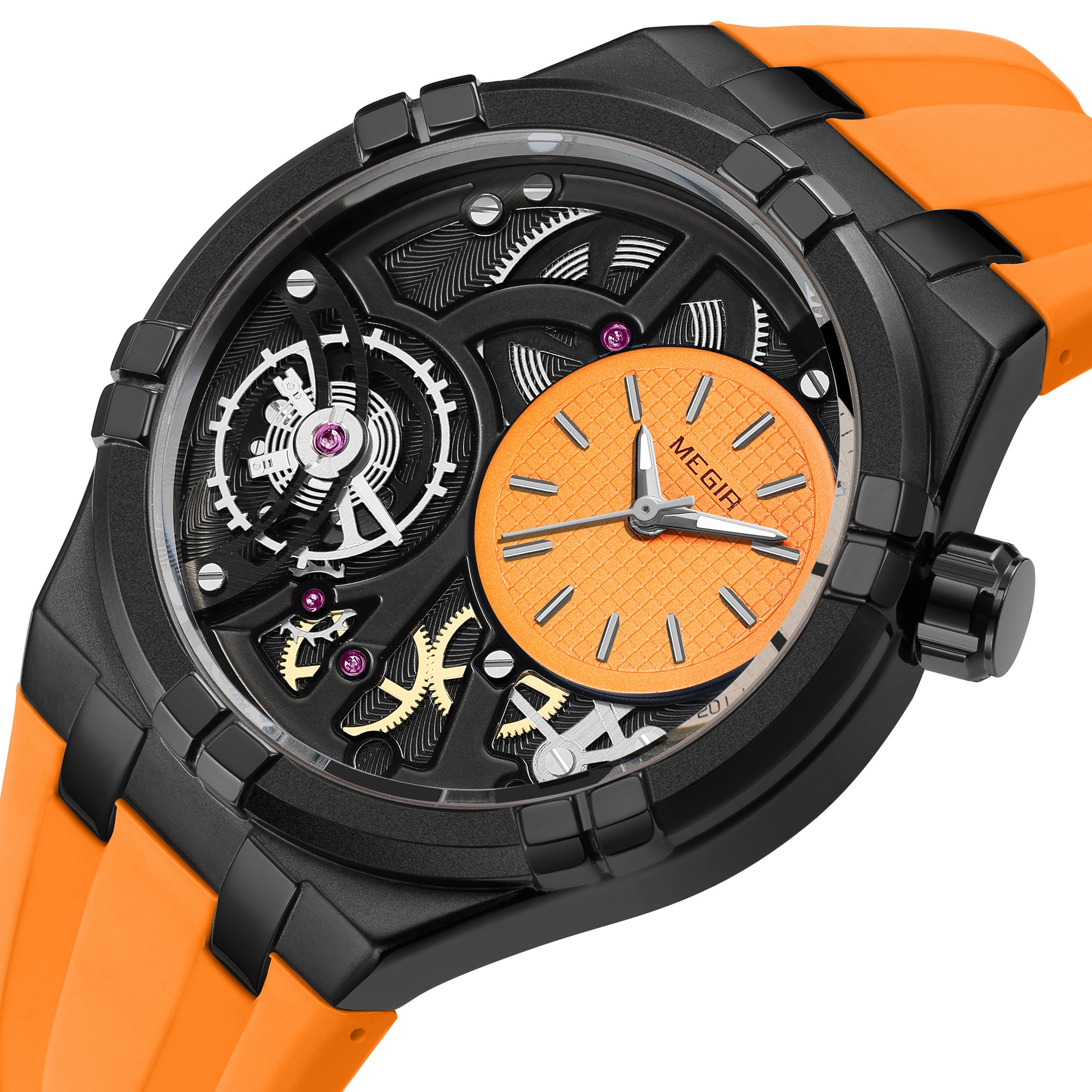 MEGIR Luxury Brand Men Watch Waterproof Quartz Sport Wristwatch Luminous Hands Hollow Casual Silicone Clock Relogio Masculino-14