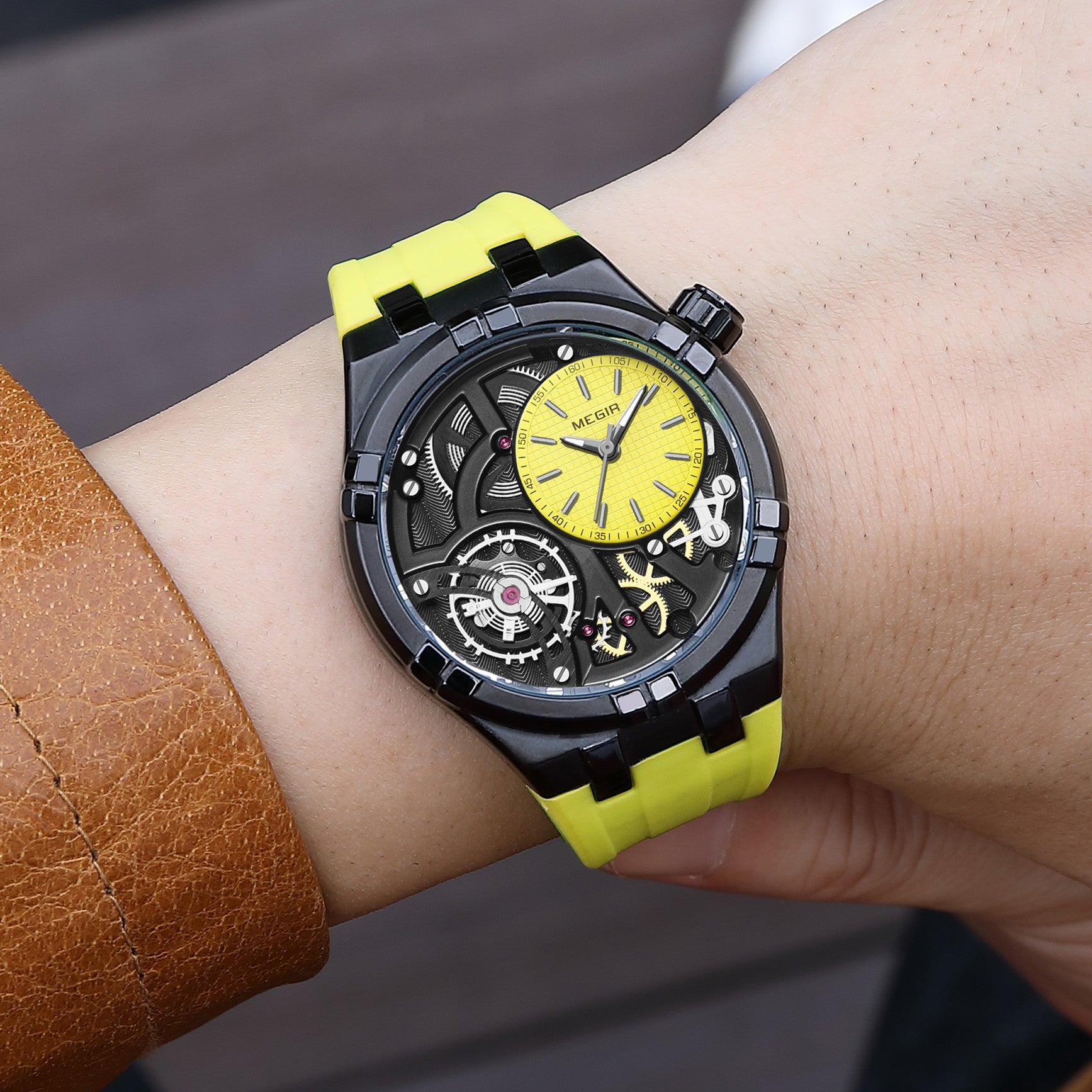 MEGIR Luxury Brand Men Watch Waterproof Quartz Sport Wristwatch Luminous Hands Hollow Casual Silicone Clock Relogio Masculino-3