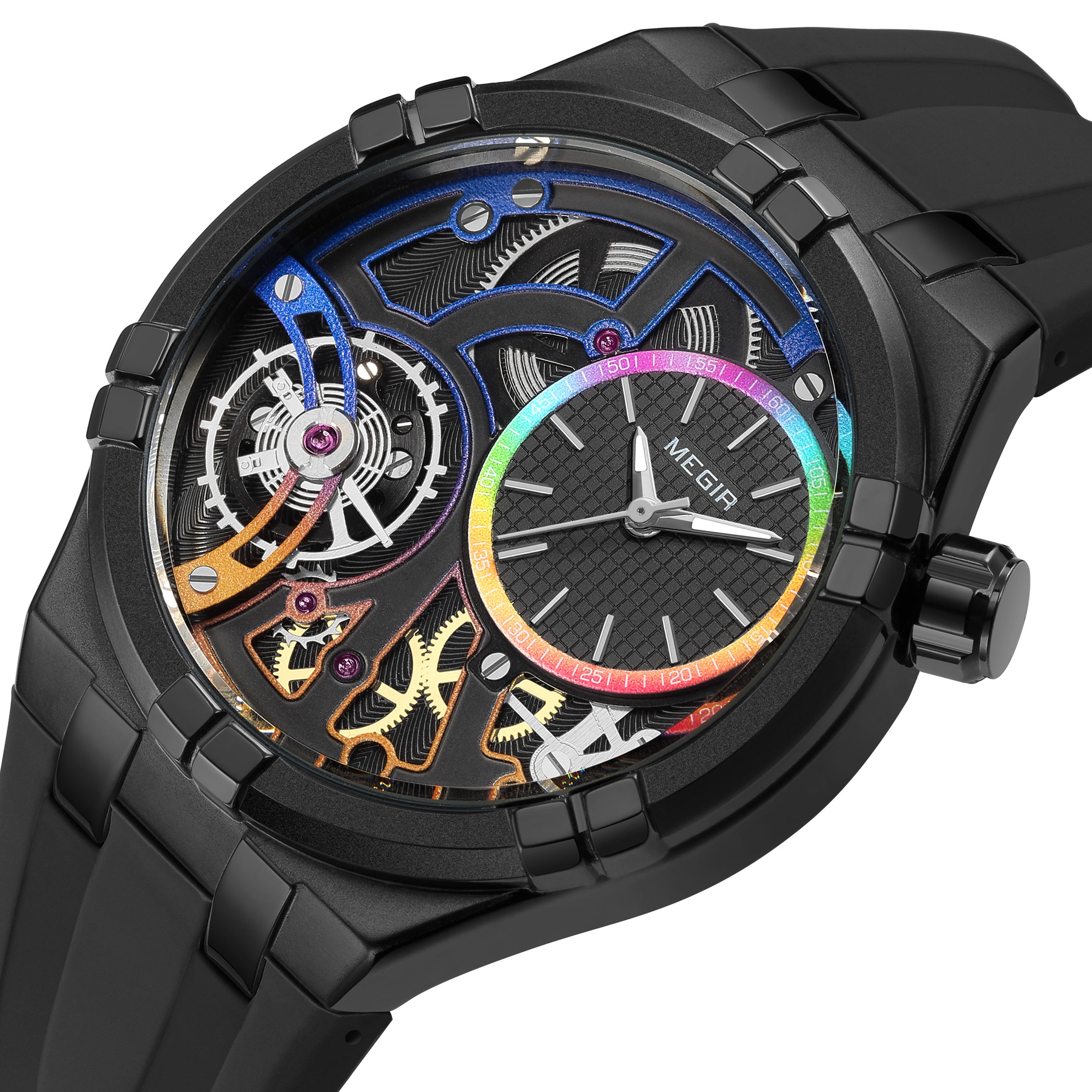 MEGIR Luxury Brand Men Watch Waterproof Quartz Sport Wristwatch Luminous Hands Hollow Casual Silicone Clock Relogio Masculino-11