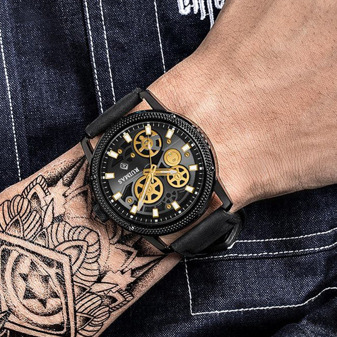 RUIMAS Relogio Masculino Luxury Leather Band Quartz Wristwatch Men Big Dial Moda Watches Waterproof Sport Military Reloj Hombre-1