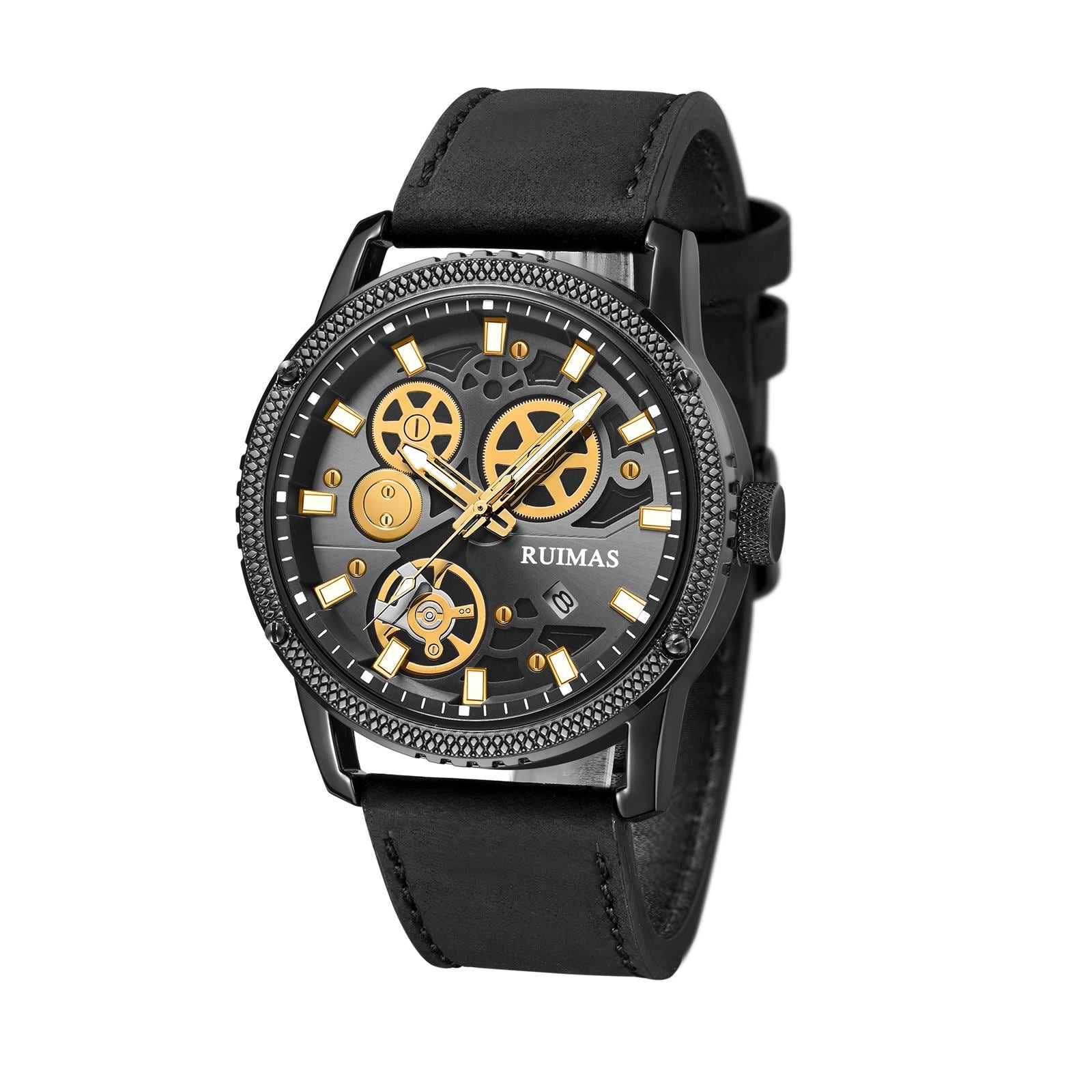 RUIMAS Relogio Masculino Luxury Leather Band Quartz Wristwatch Men Big Dial Moda Watches Waterproof Sport Military Reloj Hombre-8