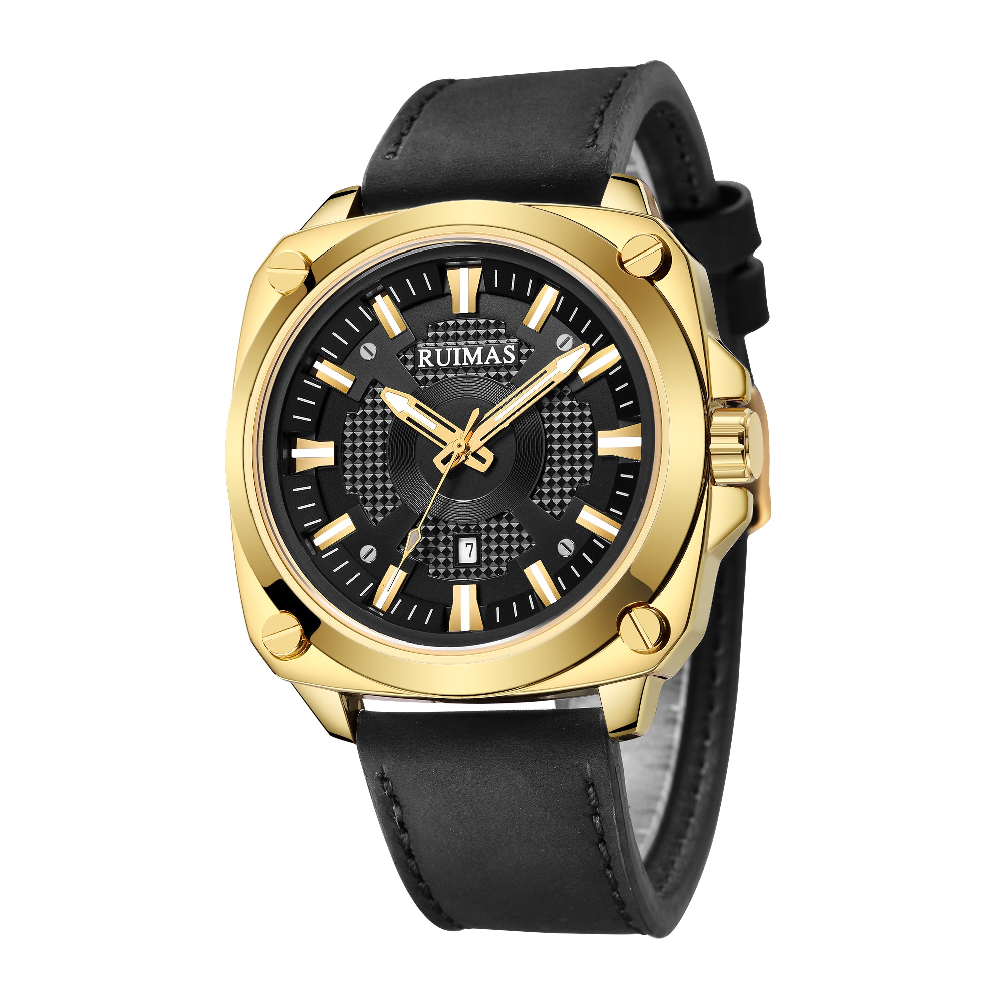 RUIMAS Top Brand Fashion Sports Quartz Wrist Watches for Men Waterproof Luminous Leather Band Relogio Masculino with Auto Date-9