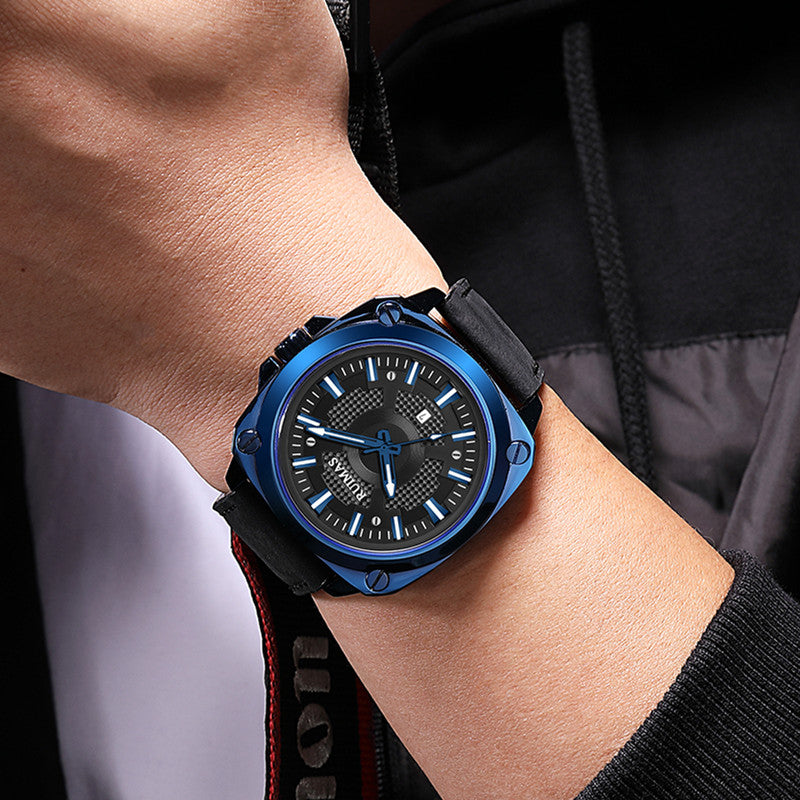 RUIMAS Top Brand Fashion Sports Quartz Wrist Watches for Men Waterproof Luminous Leather Band Relogio Masculino with Auto Date-2