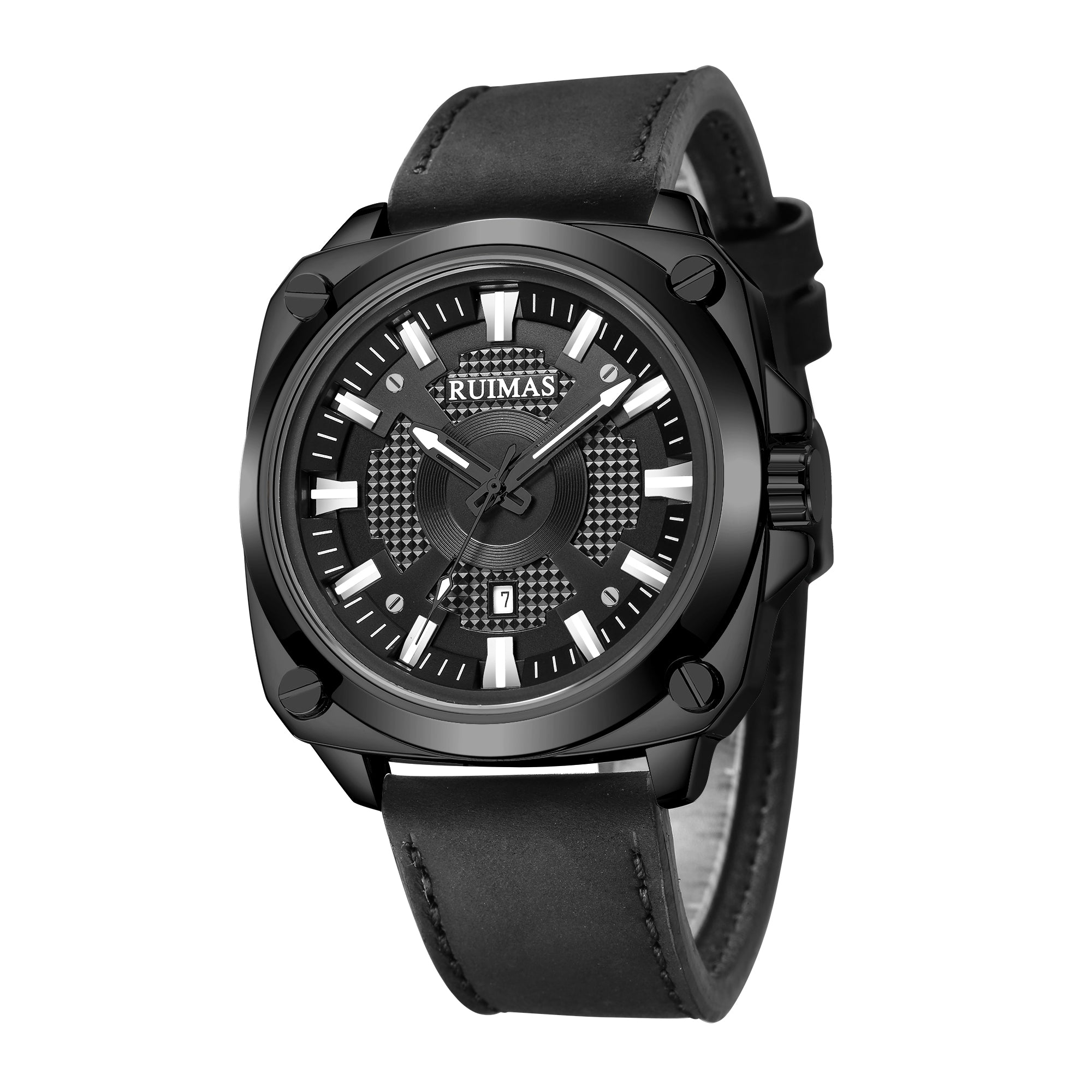 RUIMAS Top Brand Fashion Sports Quartz Wrist Watches for Men Waterproof Luminous Leather Band Relogio Masculino with Auto Date-10