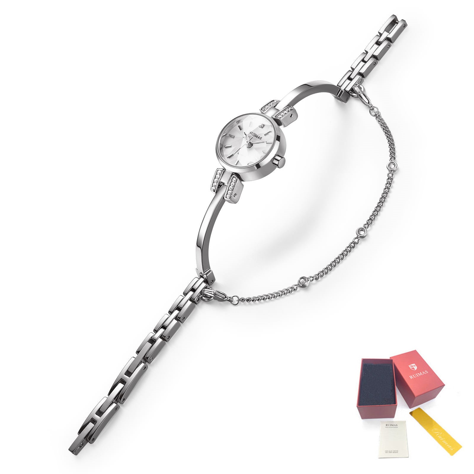 RUIMAS Fashion Women Watches Diamond Ladies Quartz Wristwatches Simple Luxury Steel Bracelets Dress Clock Reloj Mujer 313-8